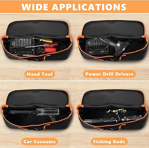 Miniatura 5 de Paquete de 3 bolsas de herramientas con cremallera, bolsa de herramientas Oxford impermeable de boca ancha, organizador de herramientas de múltiples