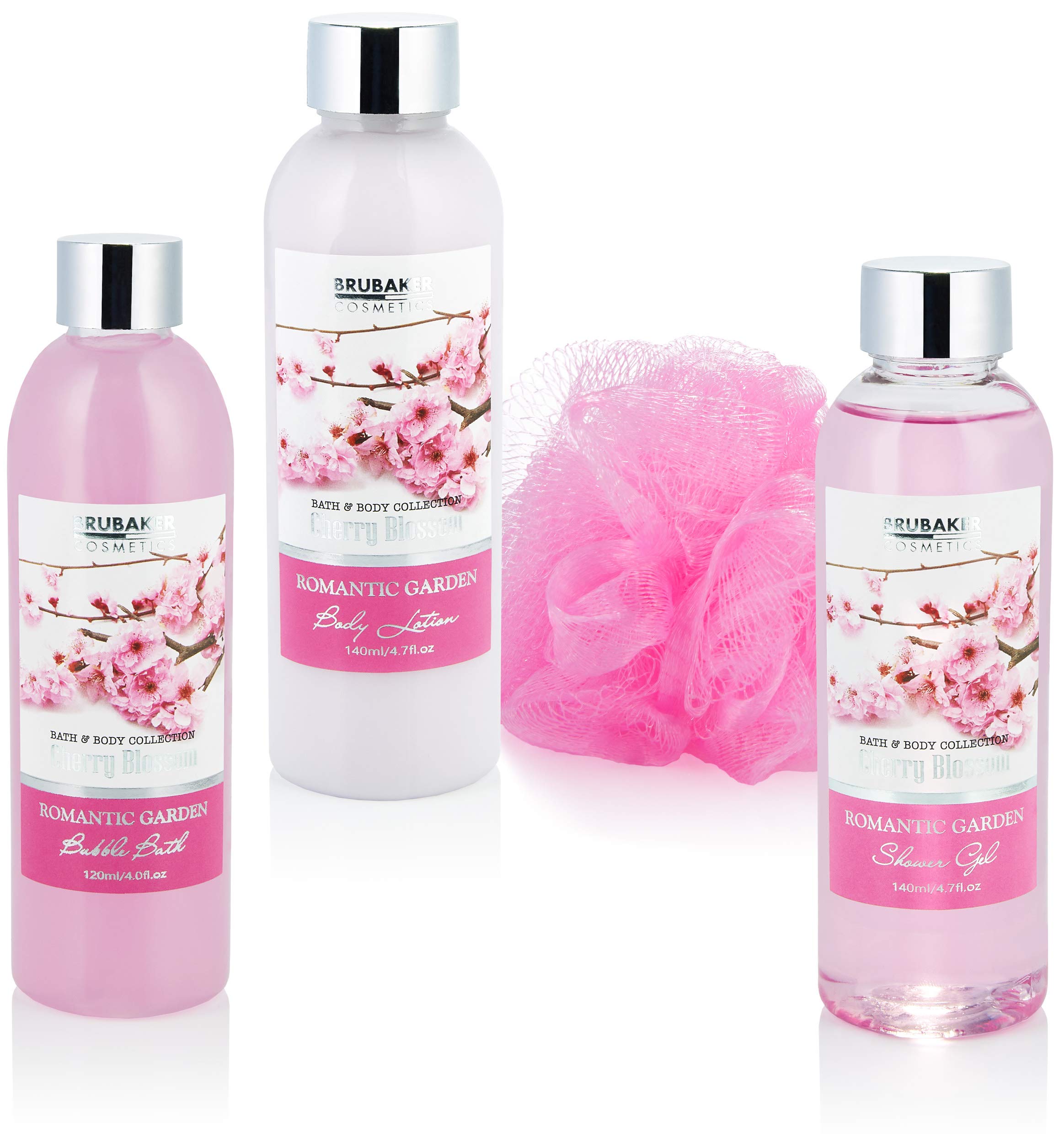 BRUBAKER Cosmetics Bath and Shower Set Cherry Blossom - 8-piece Gift Set in Decorative Tub, Pink, 8 Unité (Lot de 1) - Image 3