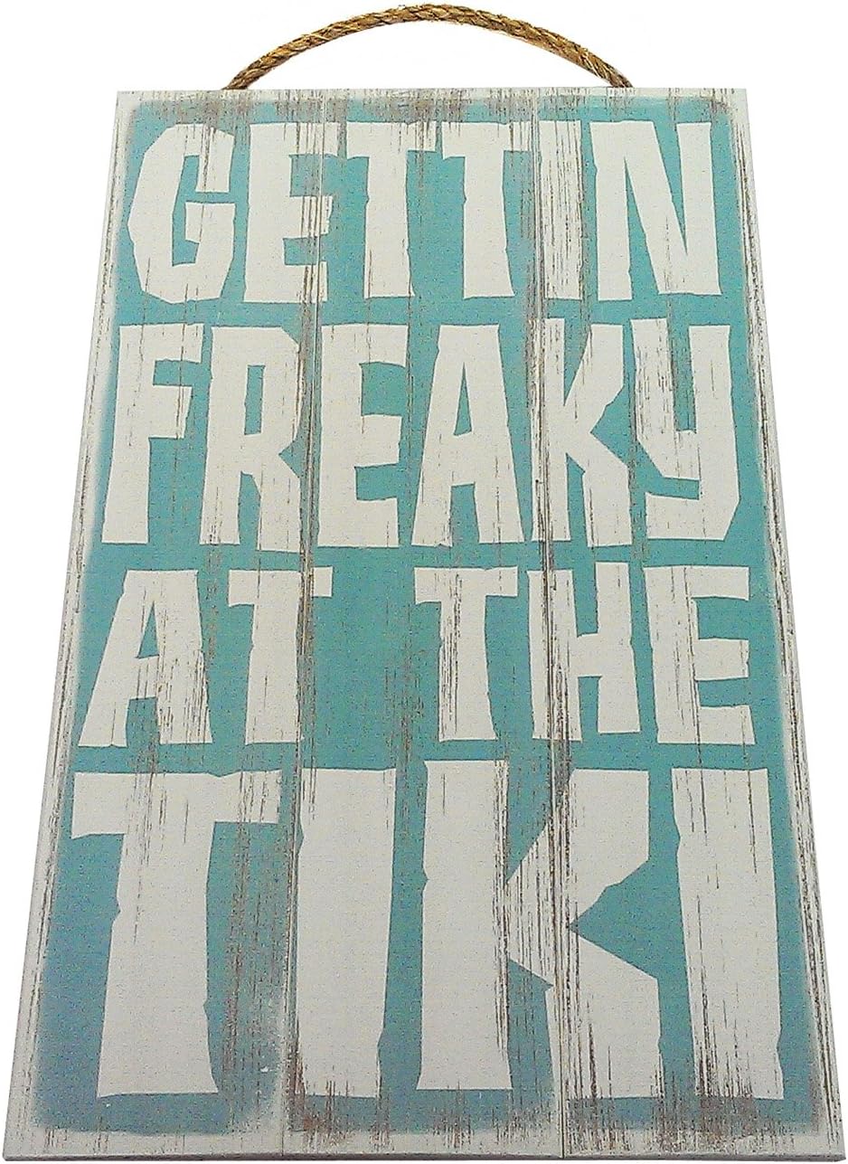 Gettin Freaky at The Tiki Vintage Wood Sign for Tiki Bar Wall Decor Or Gift - Perfect Tiki BAR Decor!