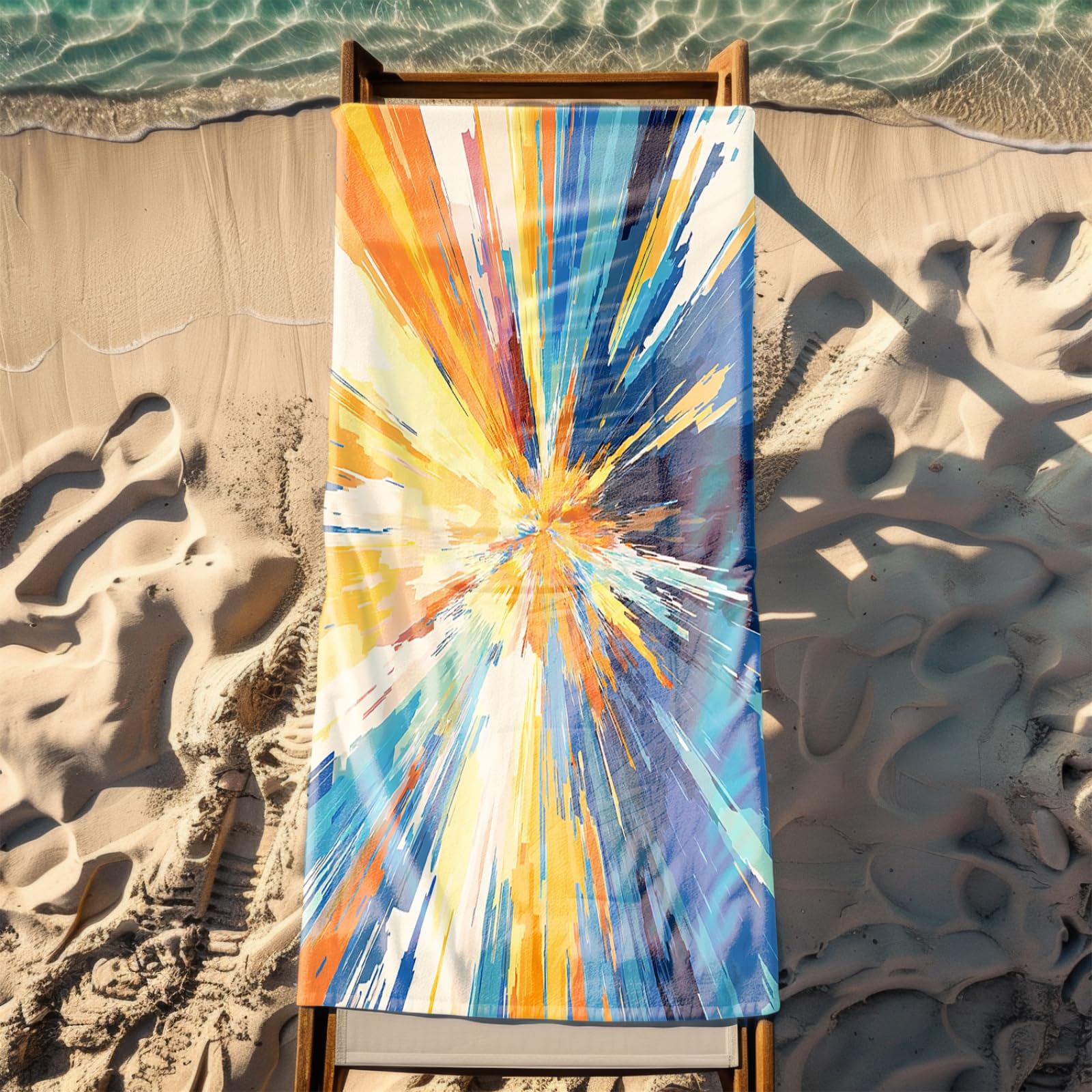 Beach Towel 80x160 Yellow Gradient Graffiti Microfibre Quick Dry Towel for girls,Pool Swimming Travel Towels,Sand-Resistant, Absorbent, Lightweight