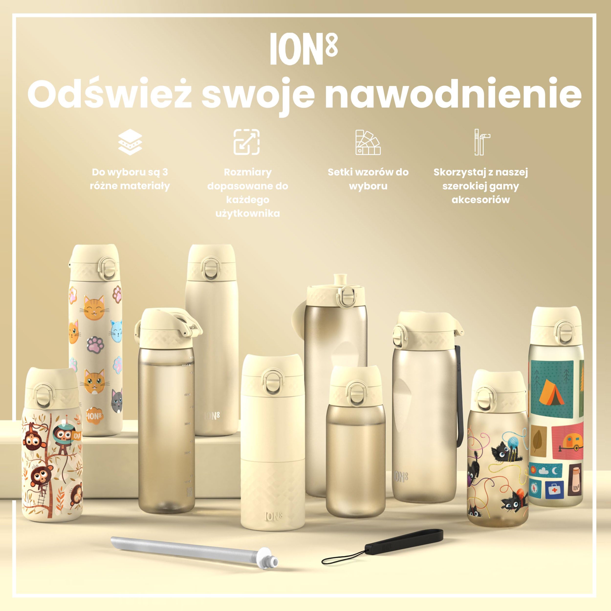 ION8 Butelka na Wodę dla Dzieci ze Lekki Stali, 400 ml/13 oz, Nieocieplany, Szczelna, Łatwa do Otwarcia, Bezpieczny Zamek, Można Myć w Zmywarce, Składany Uchwyt, Łatwa w Czyszczeniu, Owady I Życie