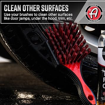 Adam's Wheel & Tire Brush Combo (2-Item) - Includes Wheel Brush & Tire Brush for Cleaning Rubber, Plastic, Chrome, Metal, Aluminum, Rim & Spoke Surfaces