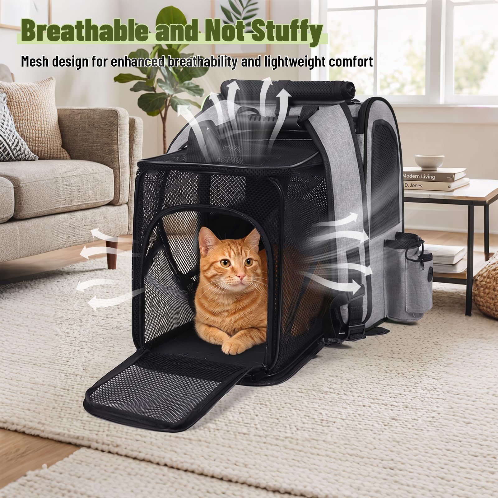 Zaino Espandibile Per Gatti–Zaino Per Cani Fino A 8 Kg,Pieghevole, Per Gatti,Cani,Con Guinzaglio Di Sicurezza Interno E Tappetino Per Animali Domestici,Borsa Per Il Trasporto Di Gatti(Massimo 8 kg)