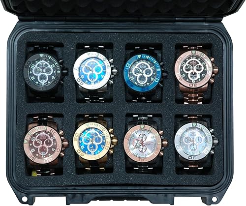 Vista 2 de Case Club Funda de transporte para 8 relojes organiza y protege tu colección de relojes en una carcasa dura, impermeable, de viaje y almacenamiento