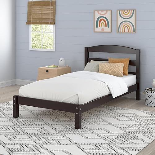 DHP Braylon Twin Bed, Minimalist Design, Espresso Finish, Sturdy Wood
