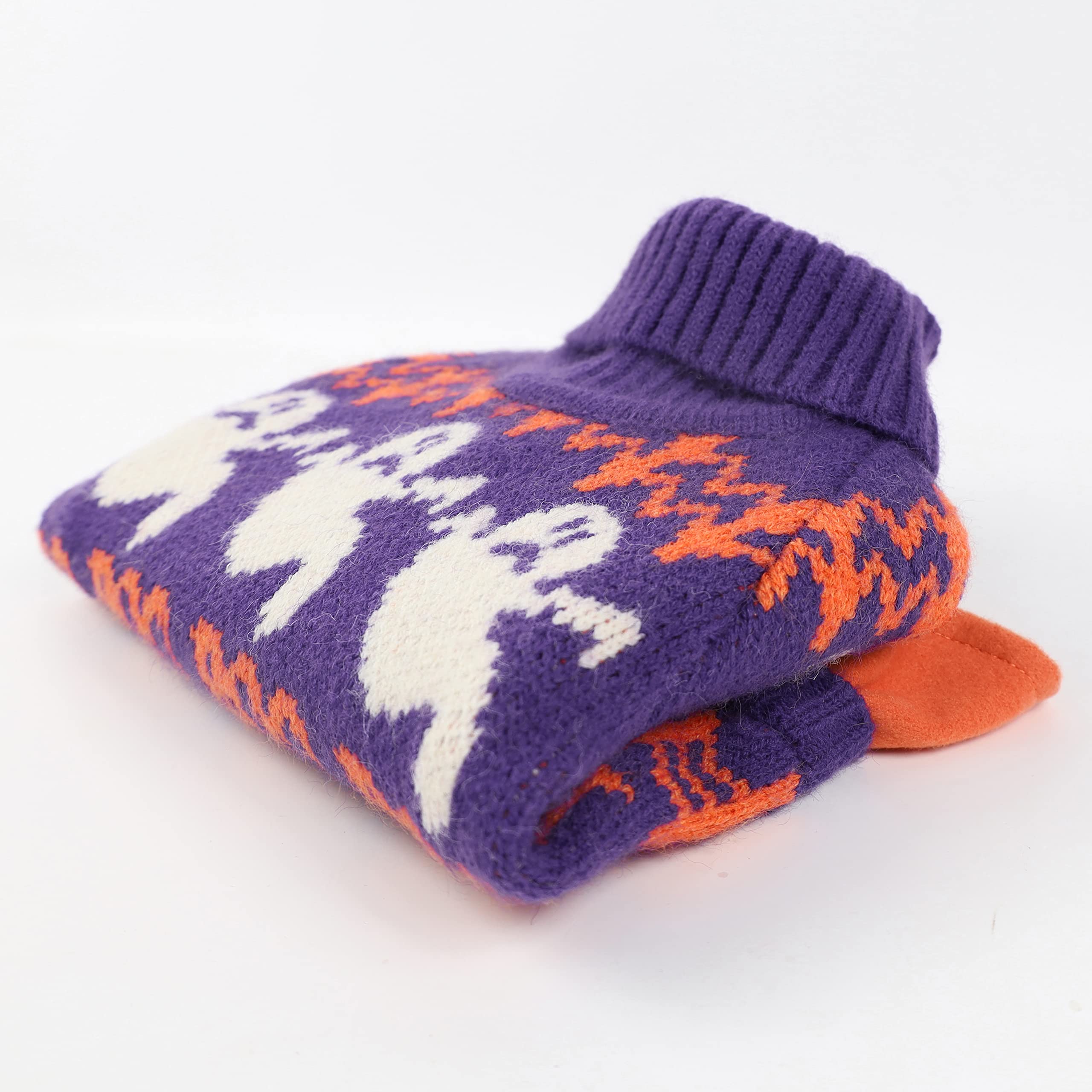 Fitwarm Vestido de suéter de Halloween espeluznante para perro, disfraces temáticos de vacaciones, ropa para perros pequeños, ropa para gatos, morado, S
