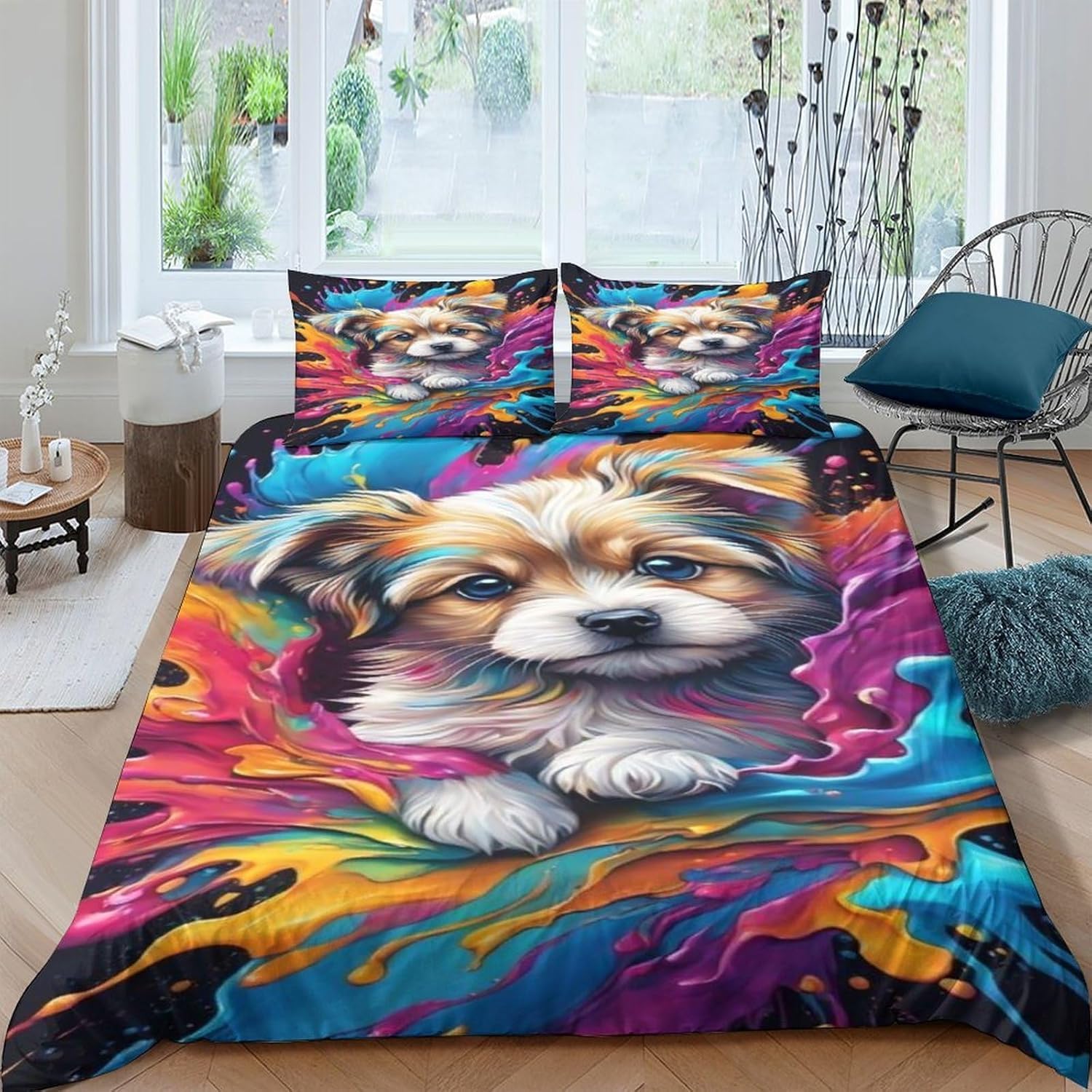 Housse de couette parure de lit 1/2 personnes imprimé 3D 200x200