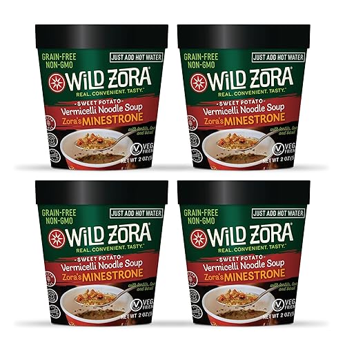 Miniatura 1 de Wild Zora Sopa de fideos Vermicelli, taza instantánea de aperitivo de sopa con fideos de vidrio de batata, sin gluten, hecha con ingredientes de