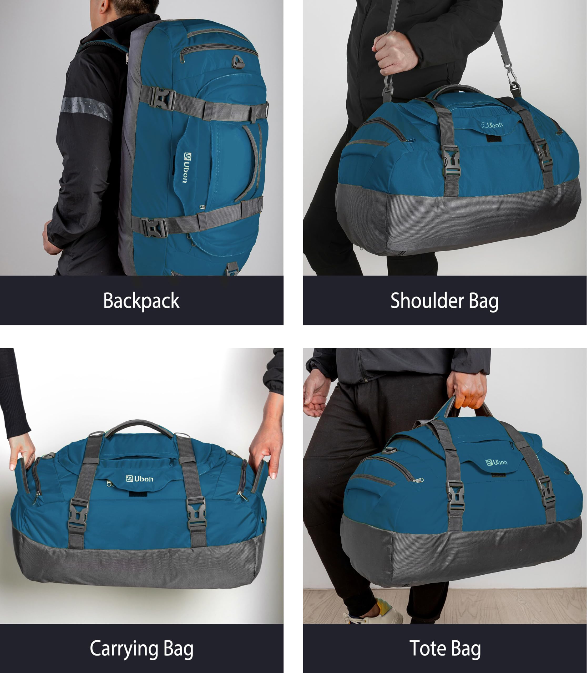 Ubon Duffle Bag wodoodporna torba podróżna, duża pojemność, z wieloma kieszeniami, lekka, z kieszenią na bieliznę, paski kompresyjne, wielofunkcyjna torba kempingowa, plecaki turystyczne, na urlop, do