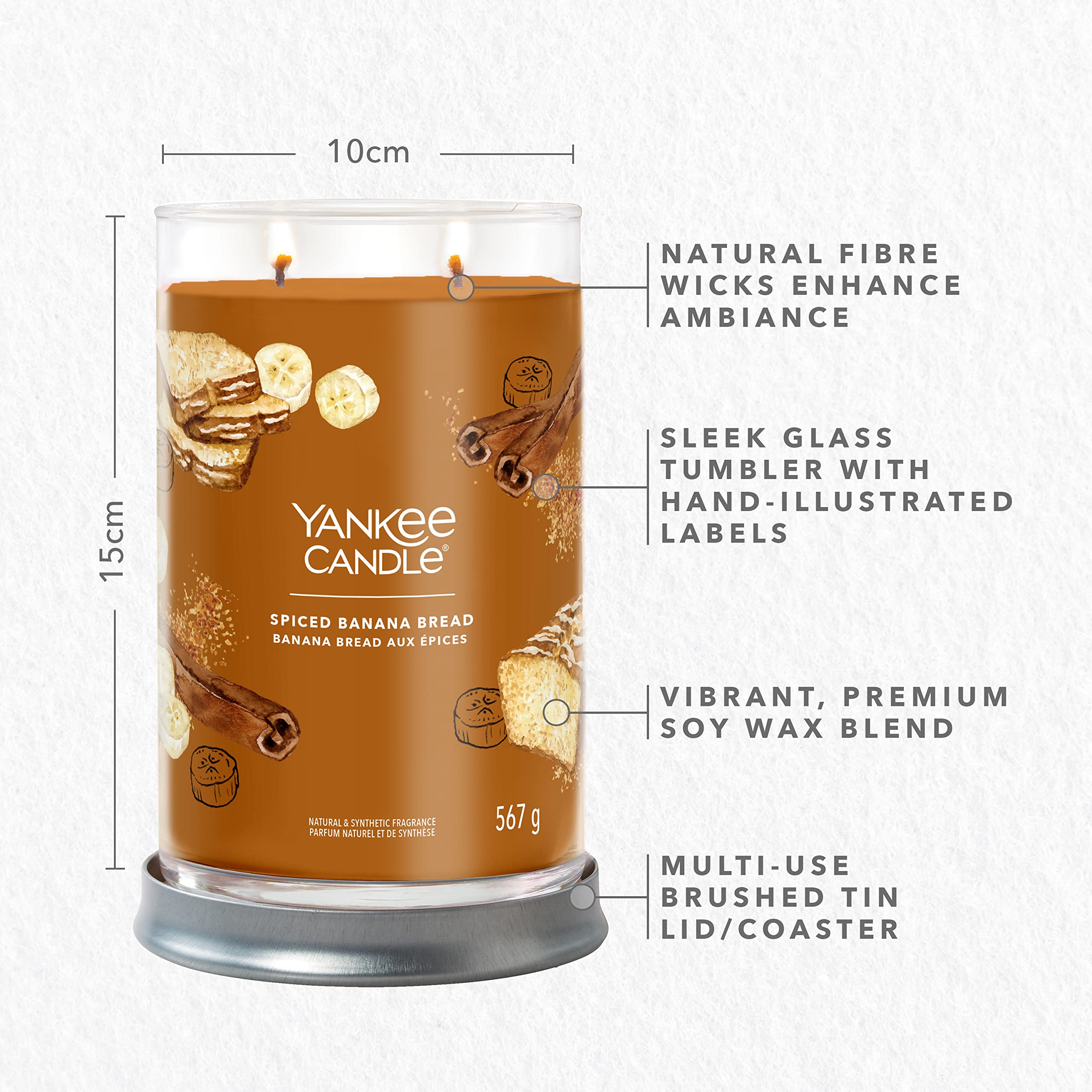 Yankee Candle Signature Duftkerze | große Tumbler-Kerze mit langer Brenndauer „Spiced Banana Bread“ | Soja-Wachs-Mix | Perfekte Geschenke für Frauen
