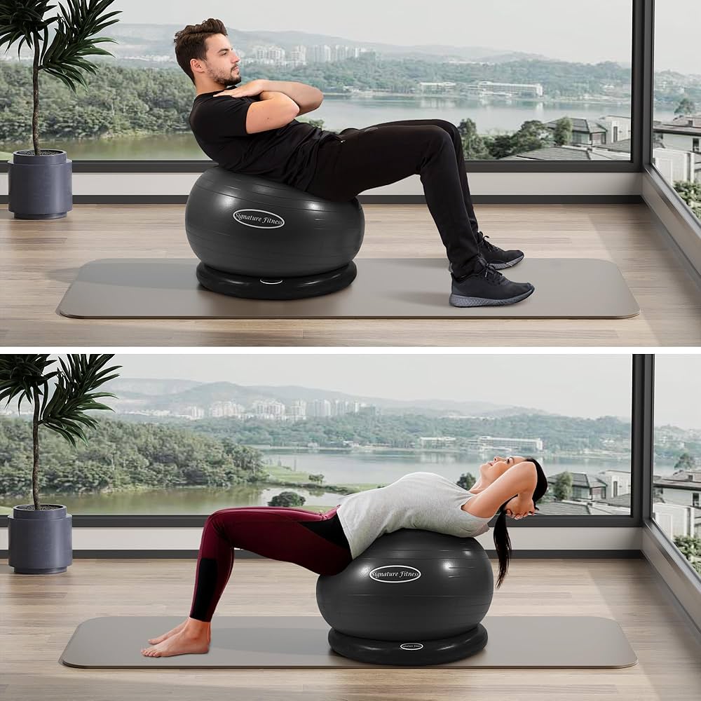 F.C.R.B. ブラックバランスボール Amazon | Signature Fitness バランスボール ベースキット付き