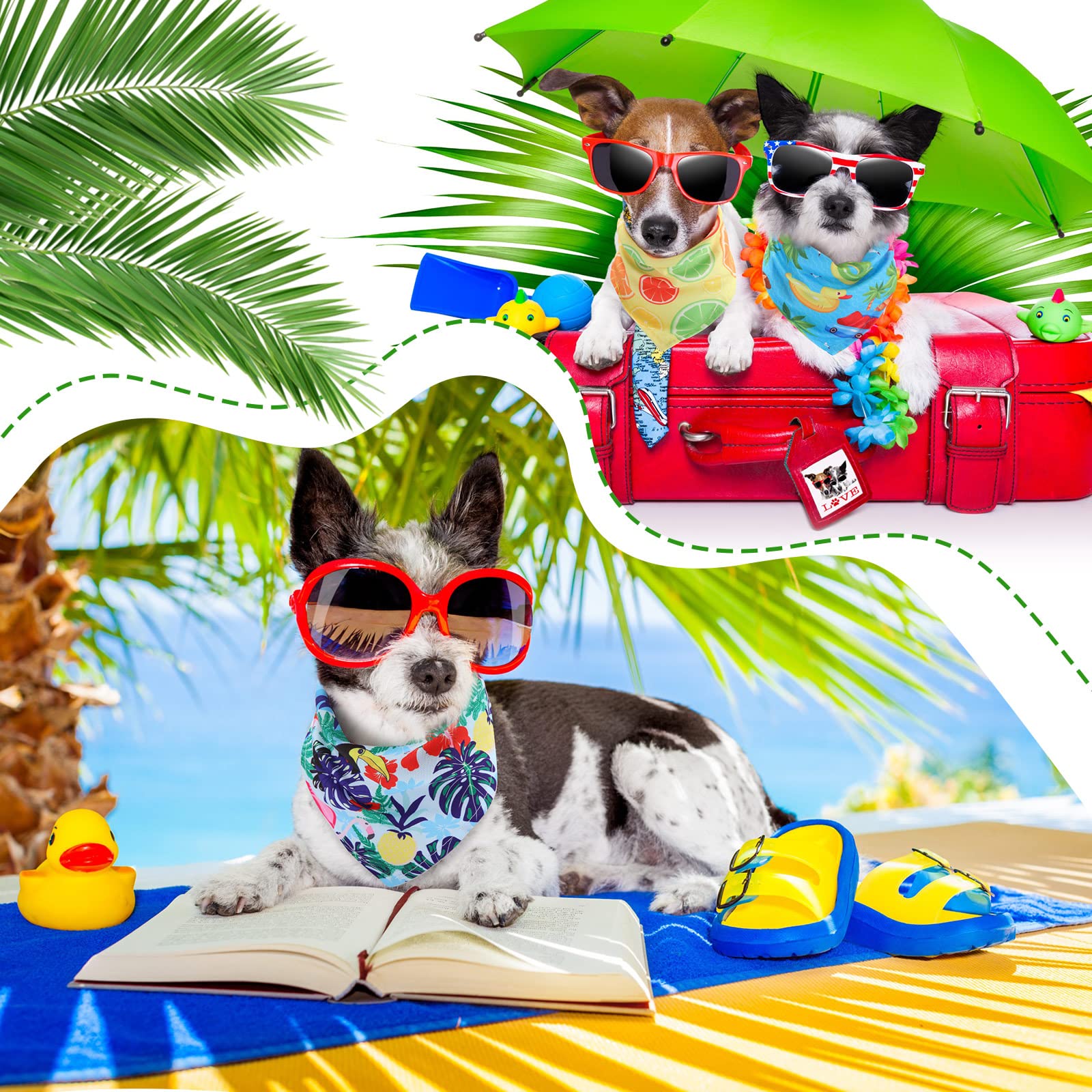 Chunful 50 bandane per cani per l'estate all'ingrosso bandane hawaiane bavaglino triangolo sciarpa per cani con motivo foglie di frutta fenicottero per l'estate accessori per animali domestici