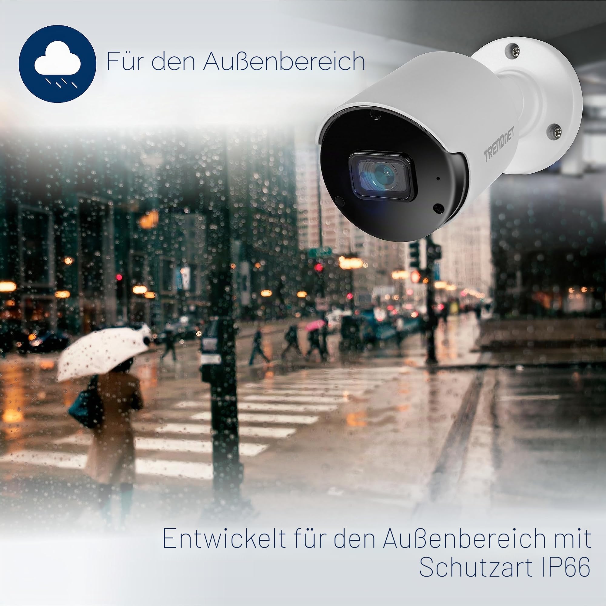 TRENDnet, TV-IP1514PI, Indoor Outdoor 5 MP H.265 PoE Bullet-Netzwerkkamera, IR-Nachtsicht bis zu 30 m (98 ft), Sicherheitsüberwachungskamera, microSD-Kartensteckplatz (bis zu 256 GB), Weiß