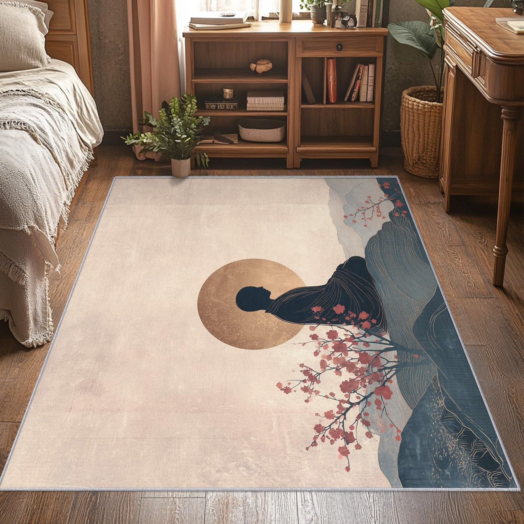 Générique Tapis Zen Bouddha 140x200, Lavable Poils Ras