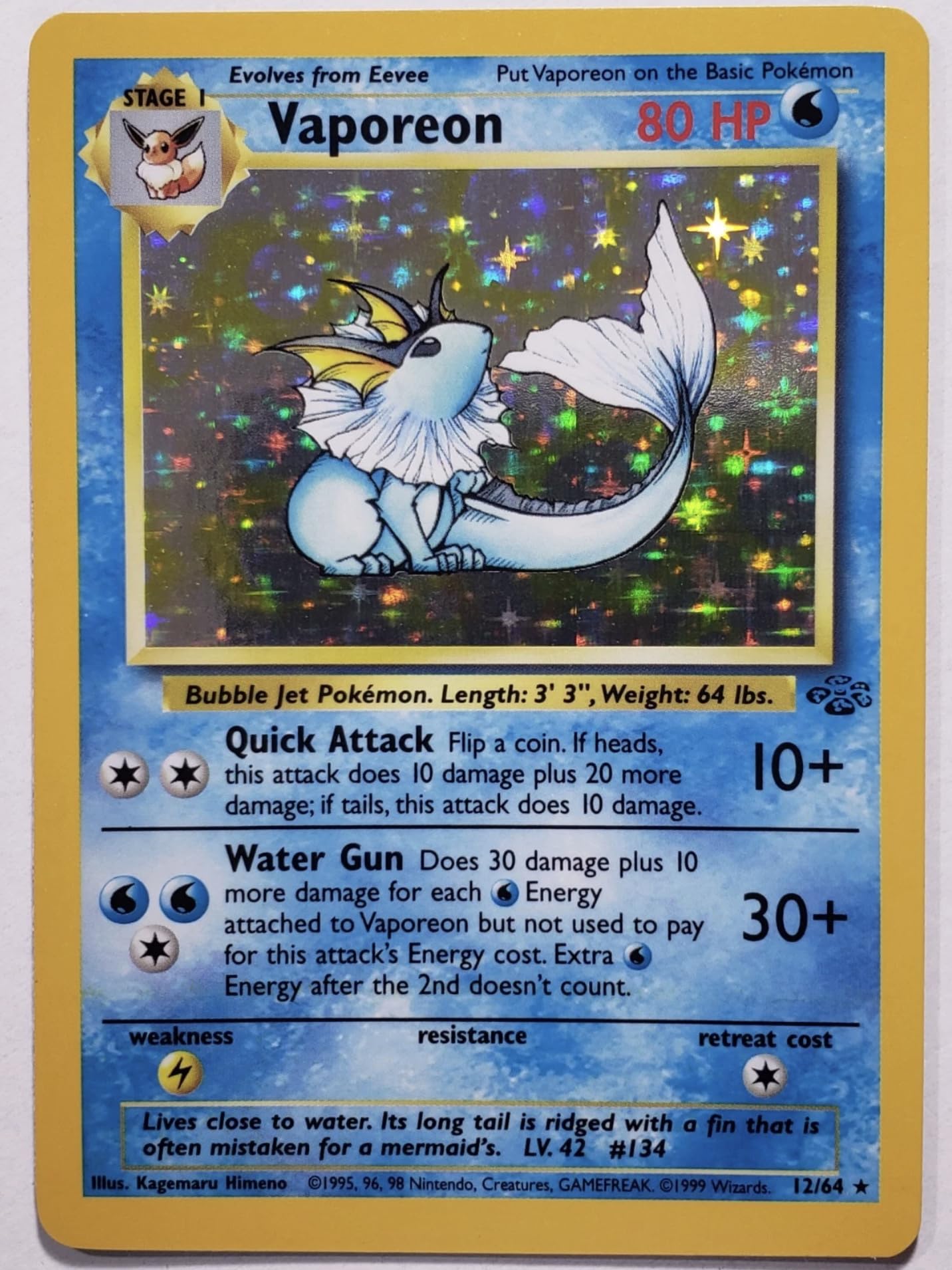 英語版初期　ポケモンカード　Vaporeon holo 1st Edition Amazon.com: Pokemon - Vaporeon (12) - Jungle - Holo : Toys & Games