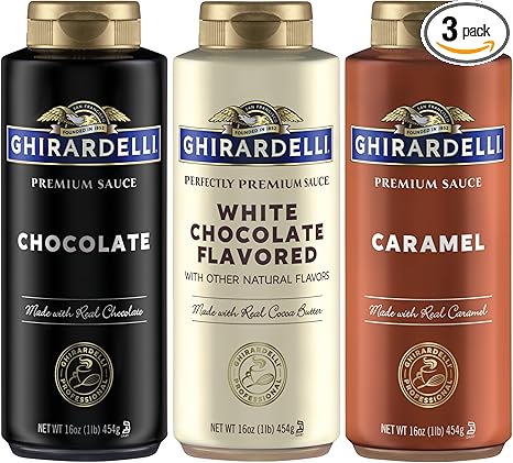 Ghirardelli Squeeze Bottles - Caramel, Chocolate & White Chocolate - Set of 3