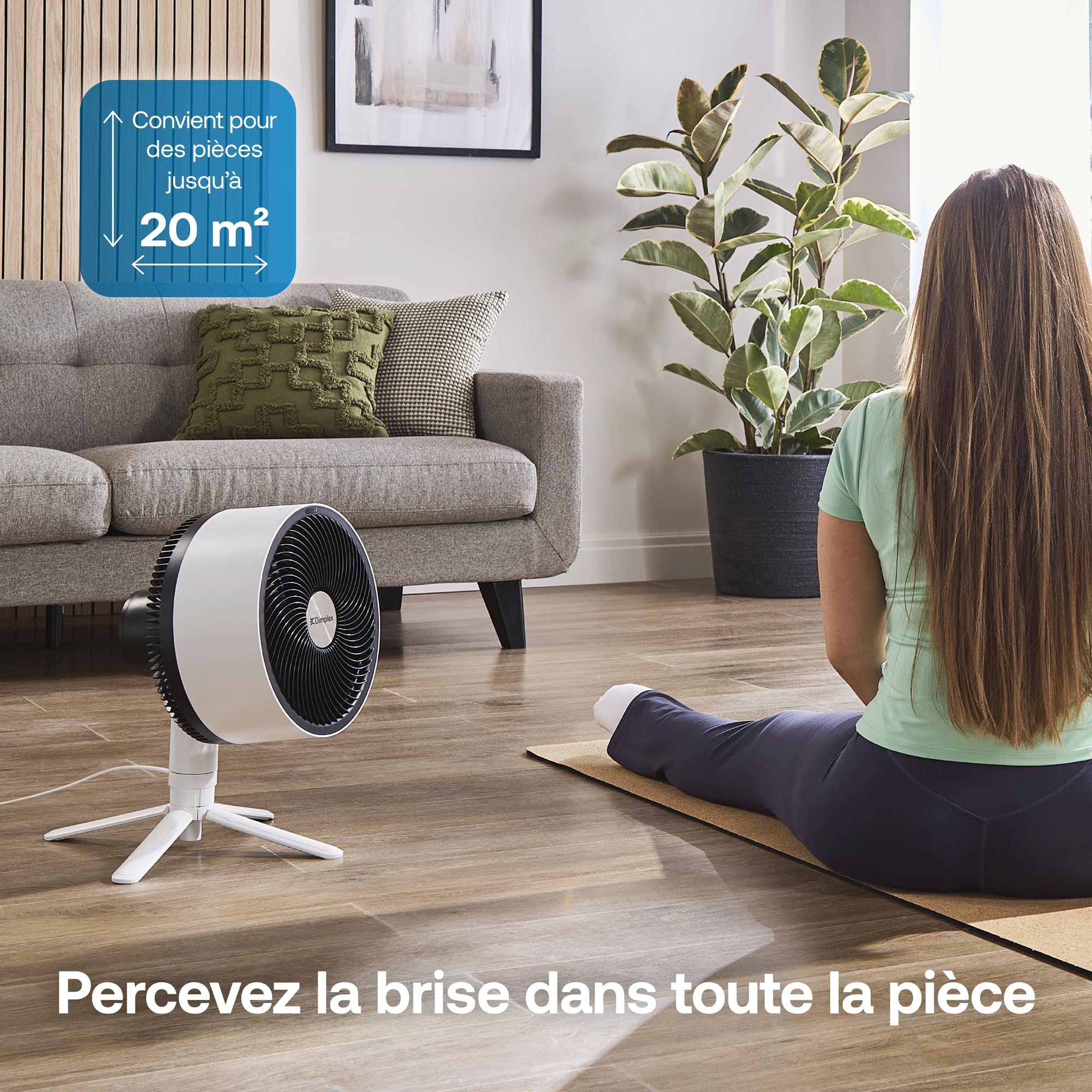 DIMPLEX DUOCOOL Smart Ventilateur 2-en-1 sur Pied & de Table Blanc, 5 Vitesses + Turbo, 20 m, 36 dB, App, Google Home & Alexa, Télécommande