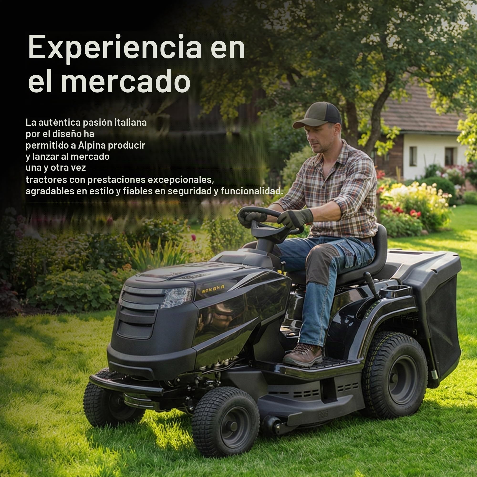 Alpina AT4 84 A – Tractor cortacésped de Gasolina con Motor STIGA de 352 CC, Ancho de Corte de 84 cm y recogedor de 200 litros
