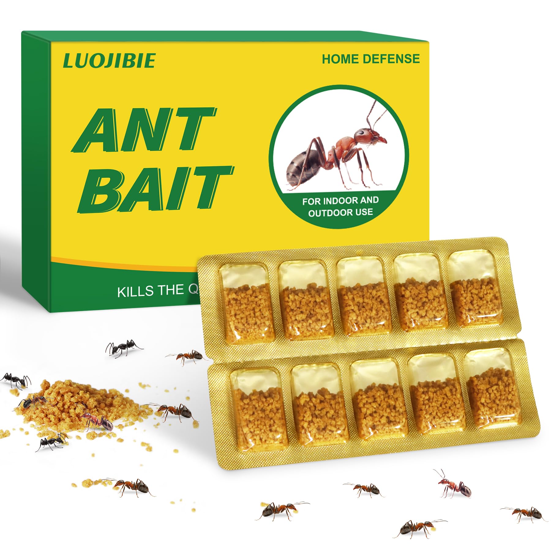 LUOJIBIE Ant Killer Bait for Household Use, Ant Traps, Strongly and Effectively Ant Control for Indoor&Outdoor-20 Count