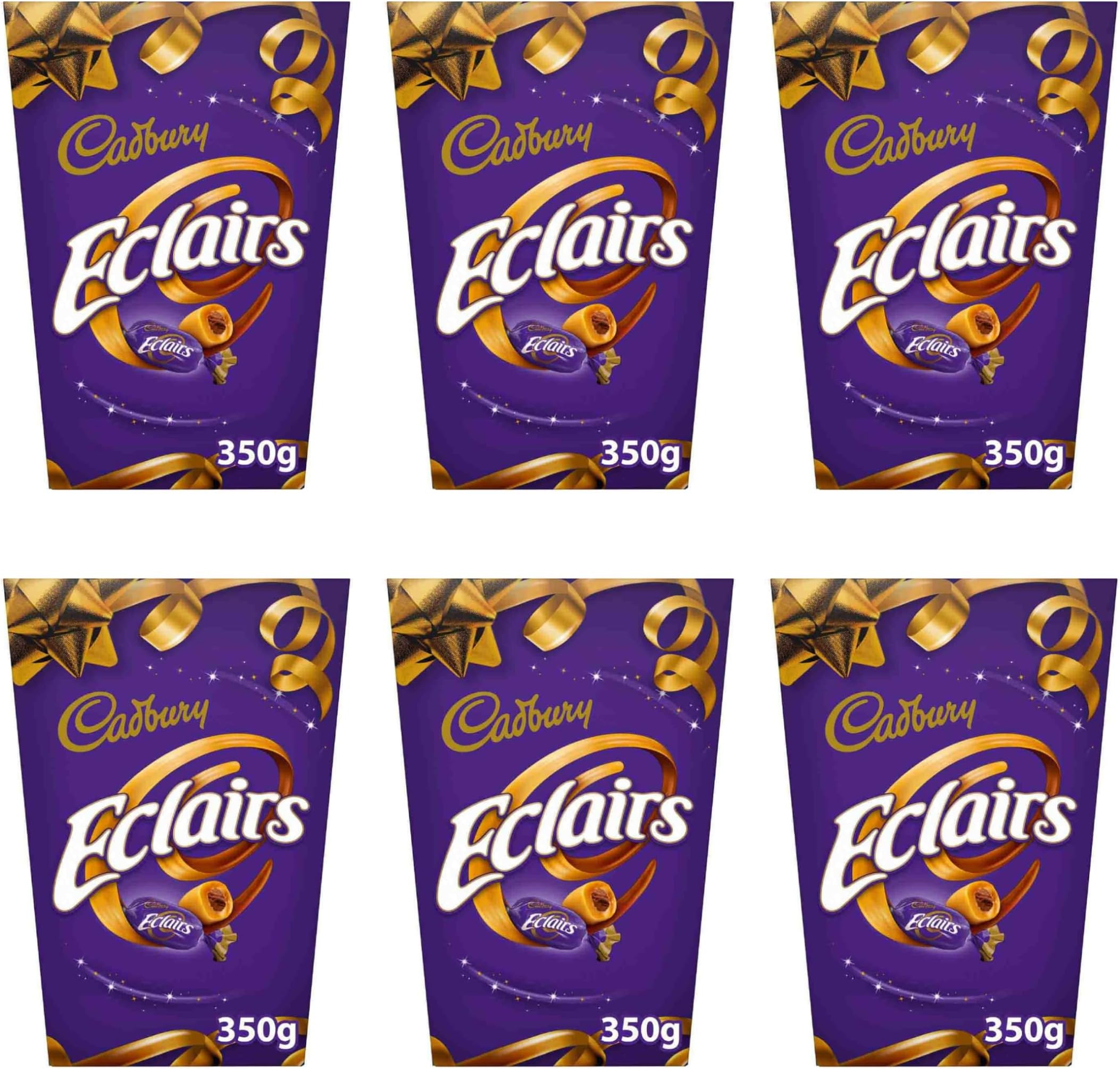 Eclairs, OFFICIAL, Milk Chocolate-Centred Caramel Sweets in Carton Boxes for Celebratory or Festive Sharing, 6 x 350 g
