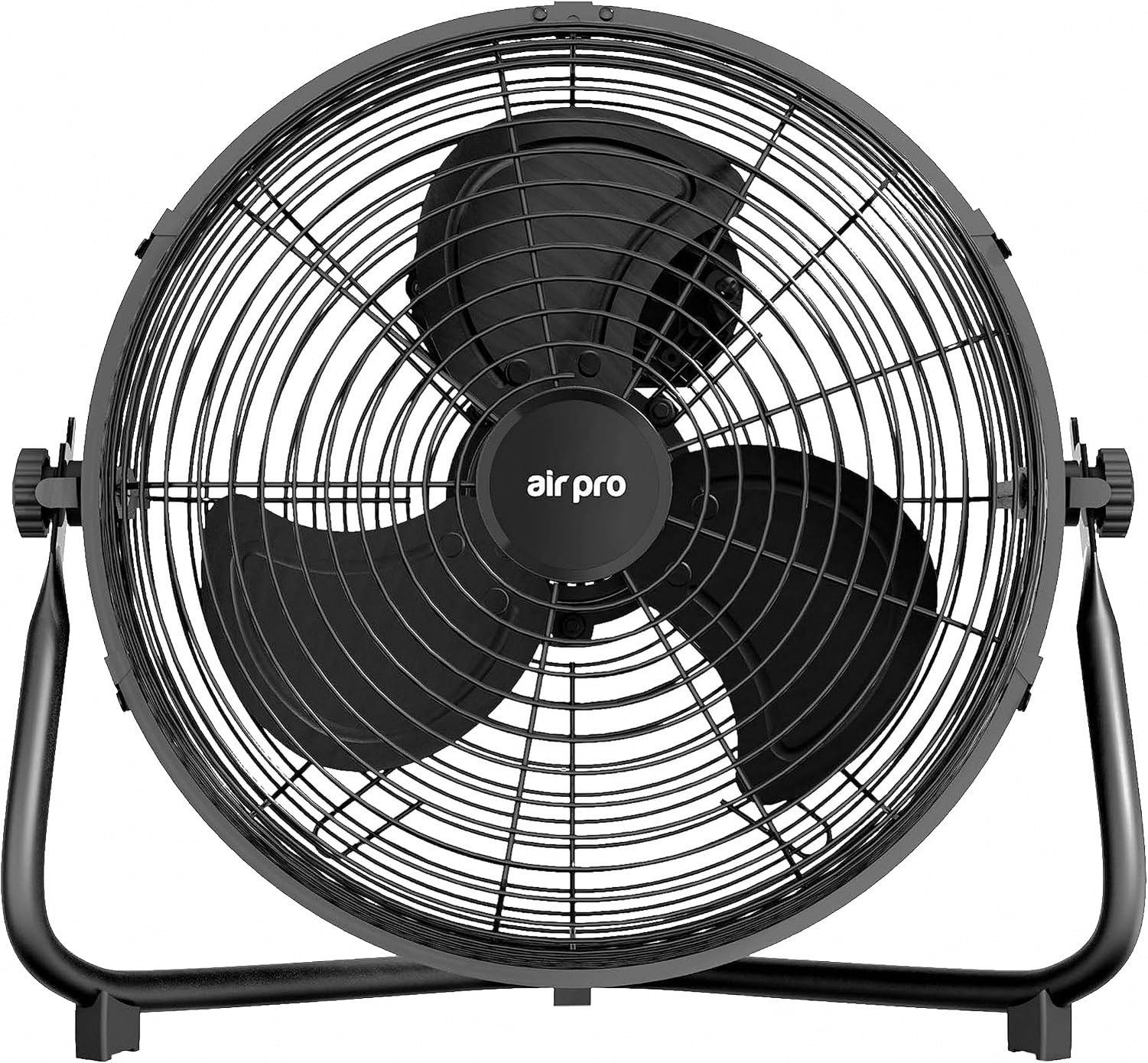 Ventilatore a Pavimento 20 Pollici ad Alta velocità con 3 velocità e Inclinazione Regolabile, Ventilatore Elettrico Portatile in Metallo con Cavo Lungo 1,6 m PE, Black, 14"