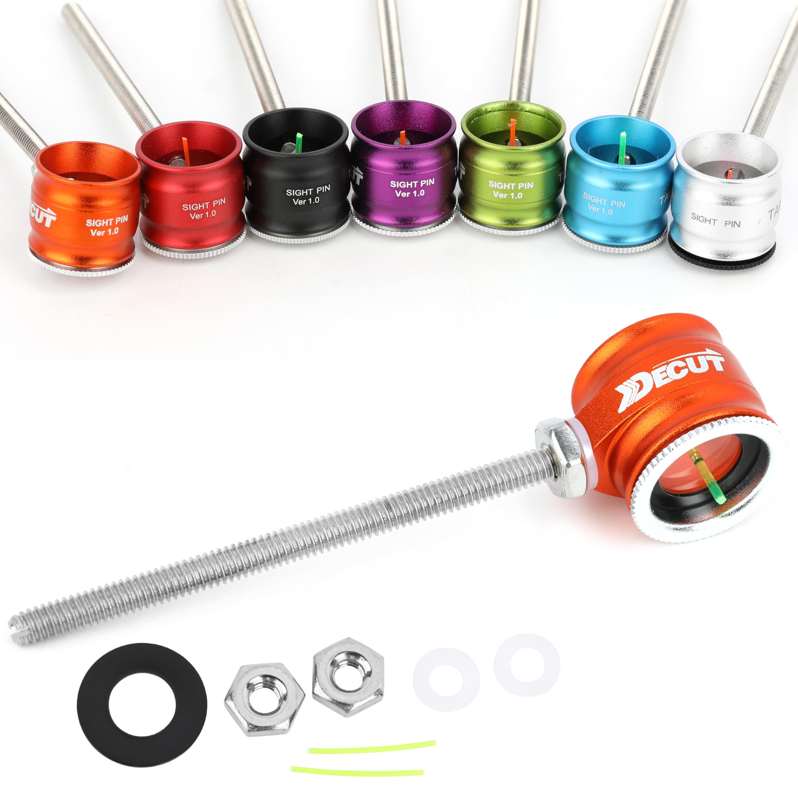 Archery Recurve Bow Sight Head 0.5/0.75/1.0 Optical Fiber Pin Aiming Point Aluminum Sight Suitable for Recurve Bow (Orange,Optical Fiber 1.0)