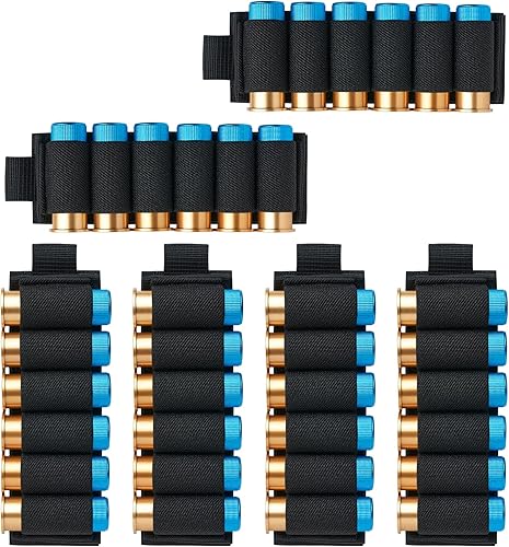 6 paquetes de 6 soportes redondos para carcasas de culata Tarjetero 1220 Ga lateral para cartucho de escopeta de rifle con gancho y bucle Molle