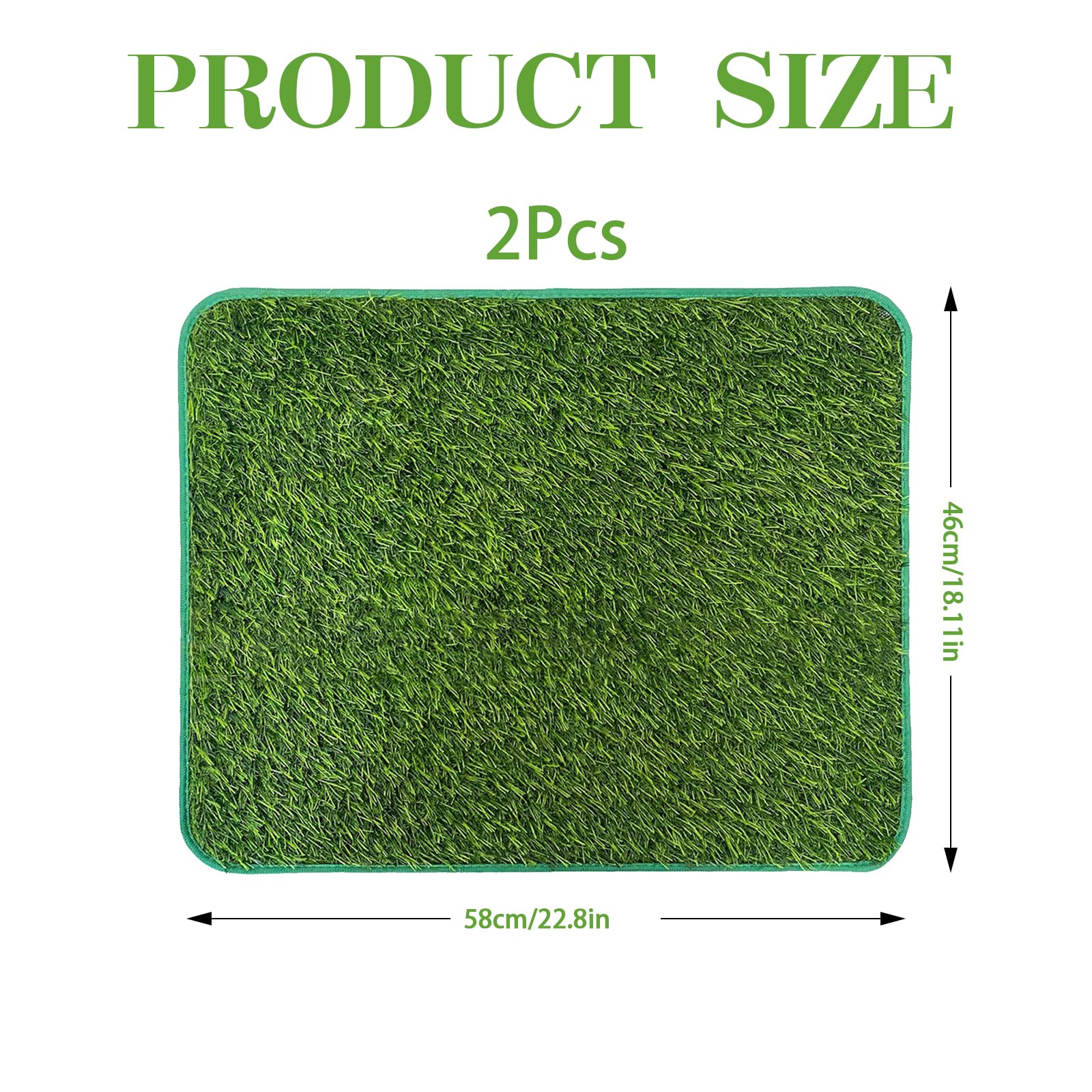 2 piezas de césped artificial para perros, balcón, inodoro para perros, lavable, alfombra de césped, alfombrilla de lluvia para cachorros, almohadilla de entrenamiento para perros pequeños (58,5 x 46