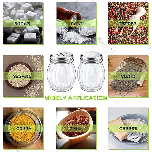 Miniatura 10 de Hotop Coctelera de queso parmesano con parte superior perforada, coctelera de especias de vidrio de 6 onzas con parte superior ranurada de acero