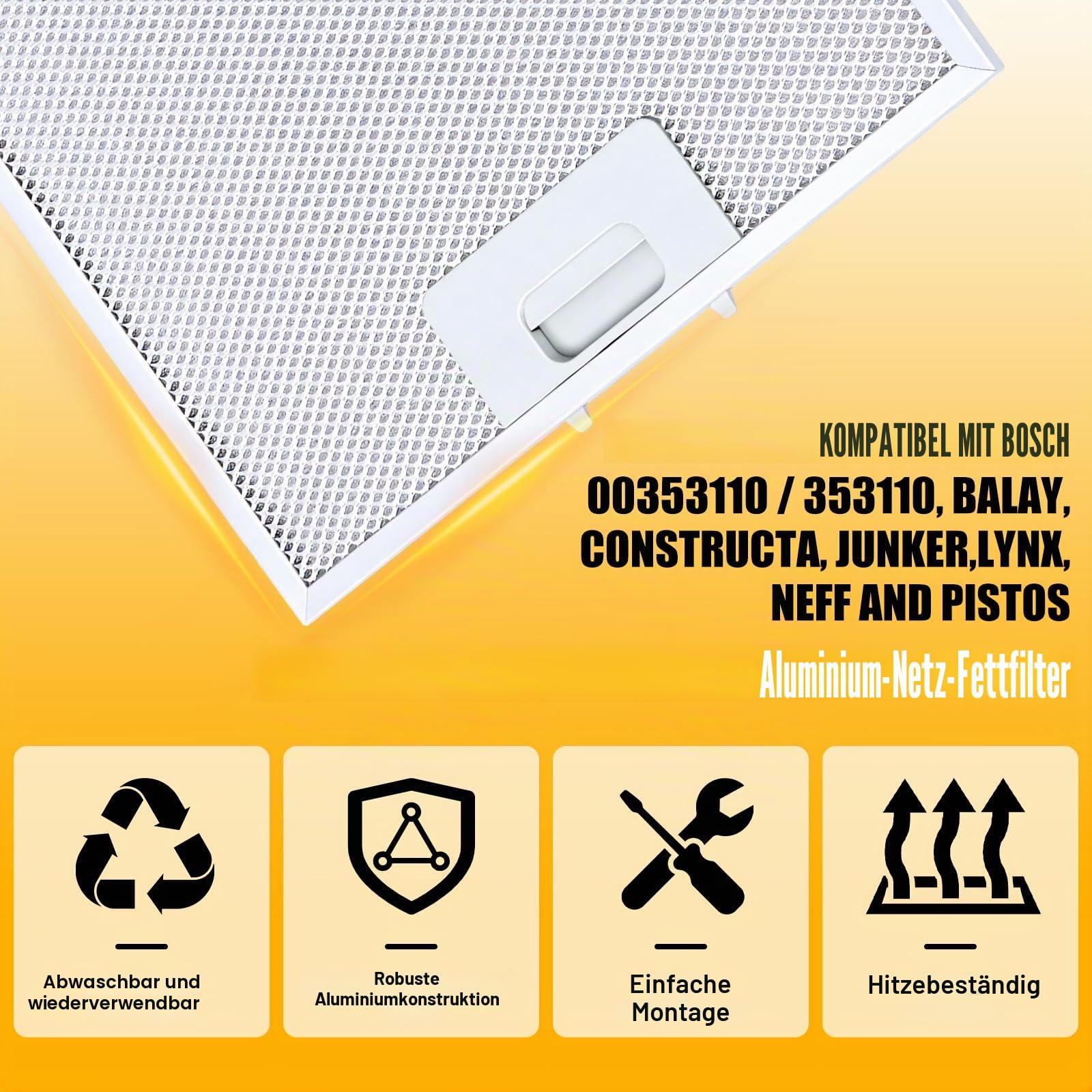 Filter für Dunstabzugshaube 310 x 250, Dunstabzugshaube Kompatibel mit Boschh Dunstabzugshaube von Poweka (3 Stück)