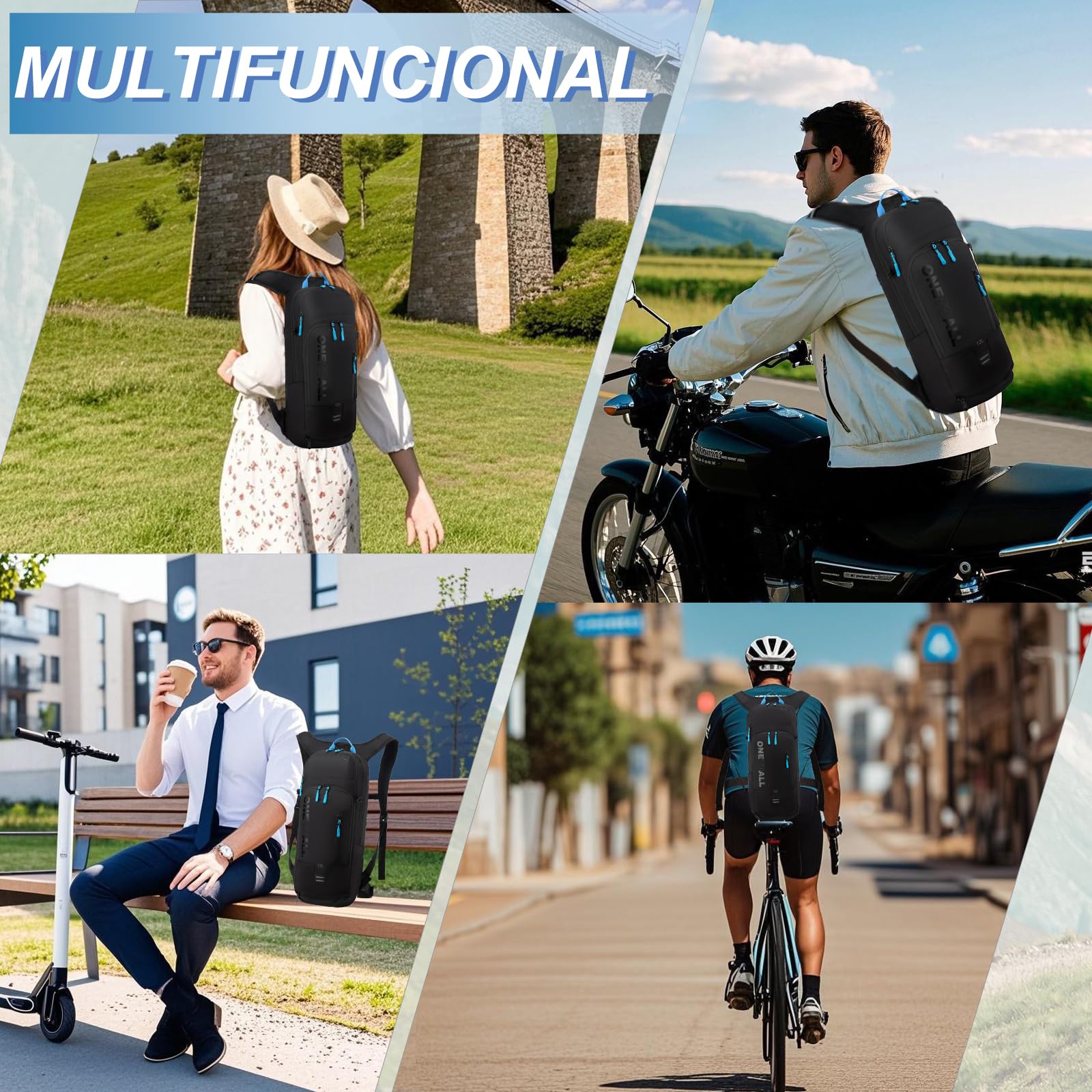 LOCAL LION Mochila de Ciclismo 12L, Mochilas Pequeña para Hombre y Mujer, Multifuncional para |Moto|Bicicleta|Enduro|Mtb|Running