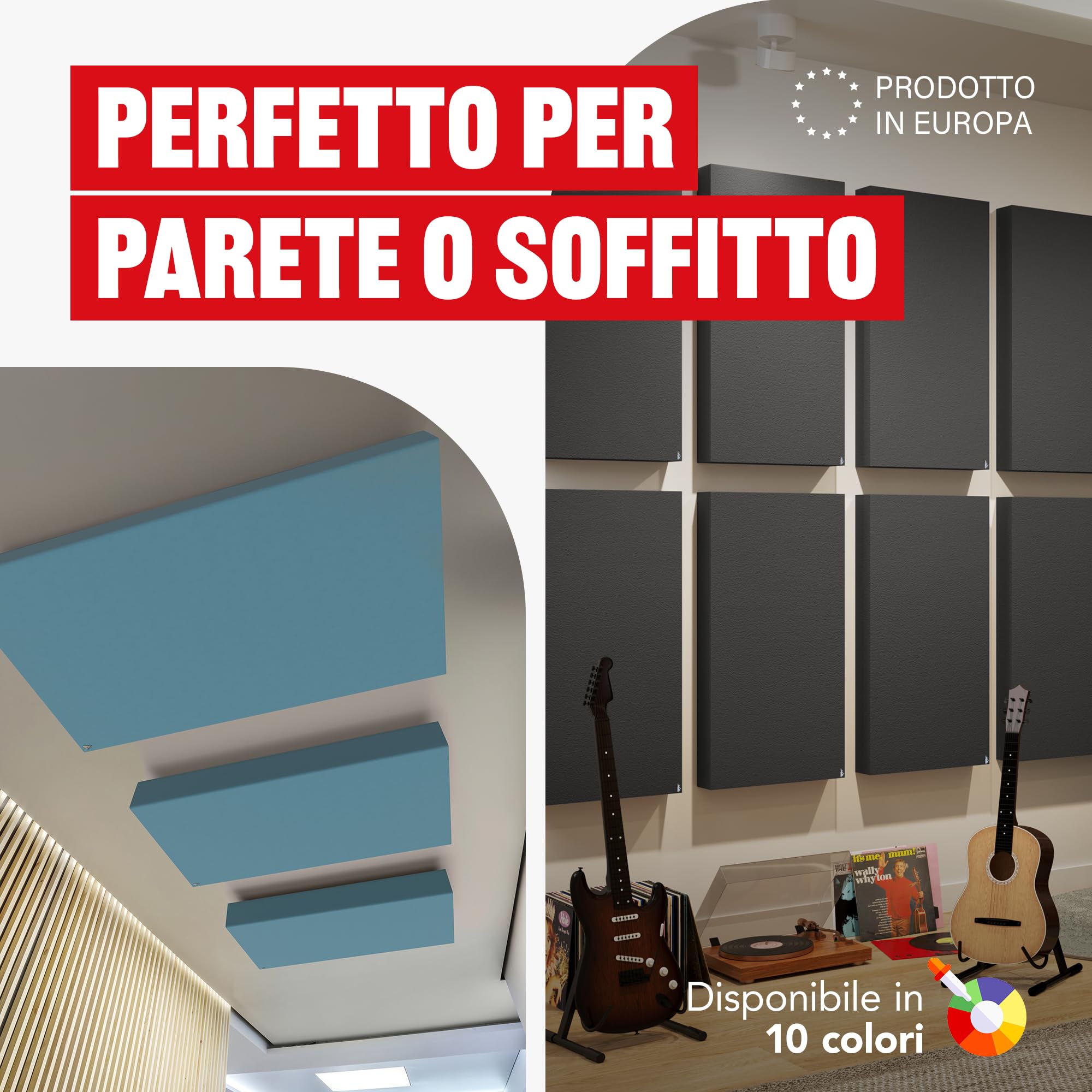 Addictive Sound pannello fonoassorbente da parete Standard, qualità studio con lana acustica, Classe A, prodotto nell’UE, kit muro/soffitto, pannello murale decorativo, 100x50x11 cm, 7 kg, Graphite