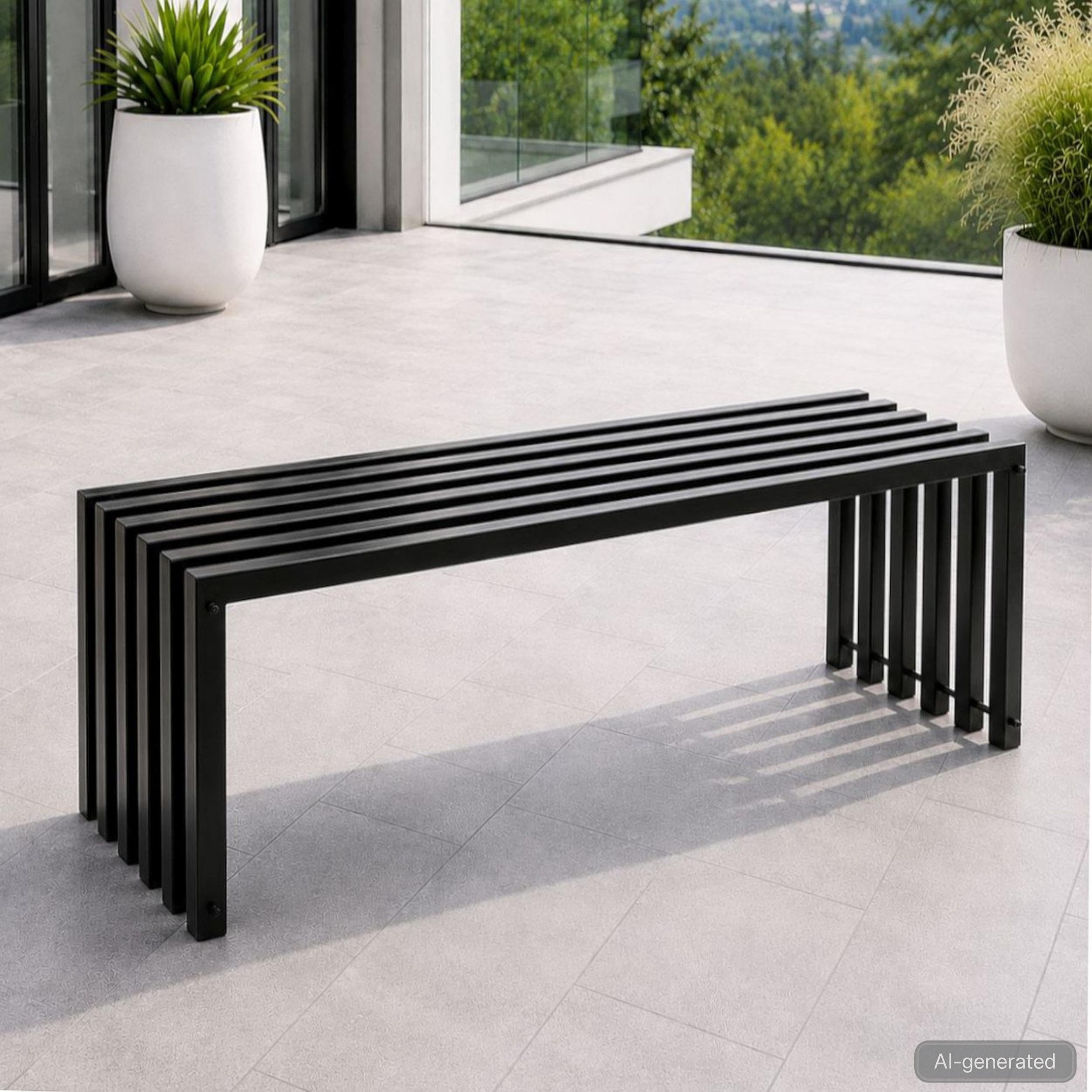 DanDiBo Gartenbank Wetterfest Metall Outdoor Schwarz 96205 Ela 120 cm Sitzbank Garten Bank Parkbank Eisen