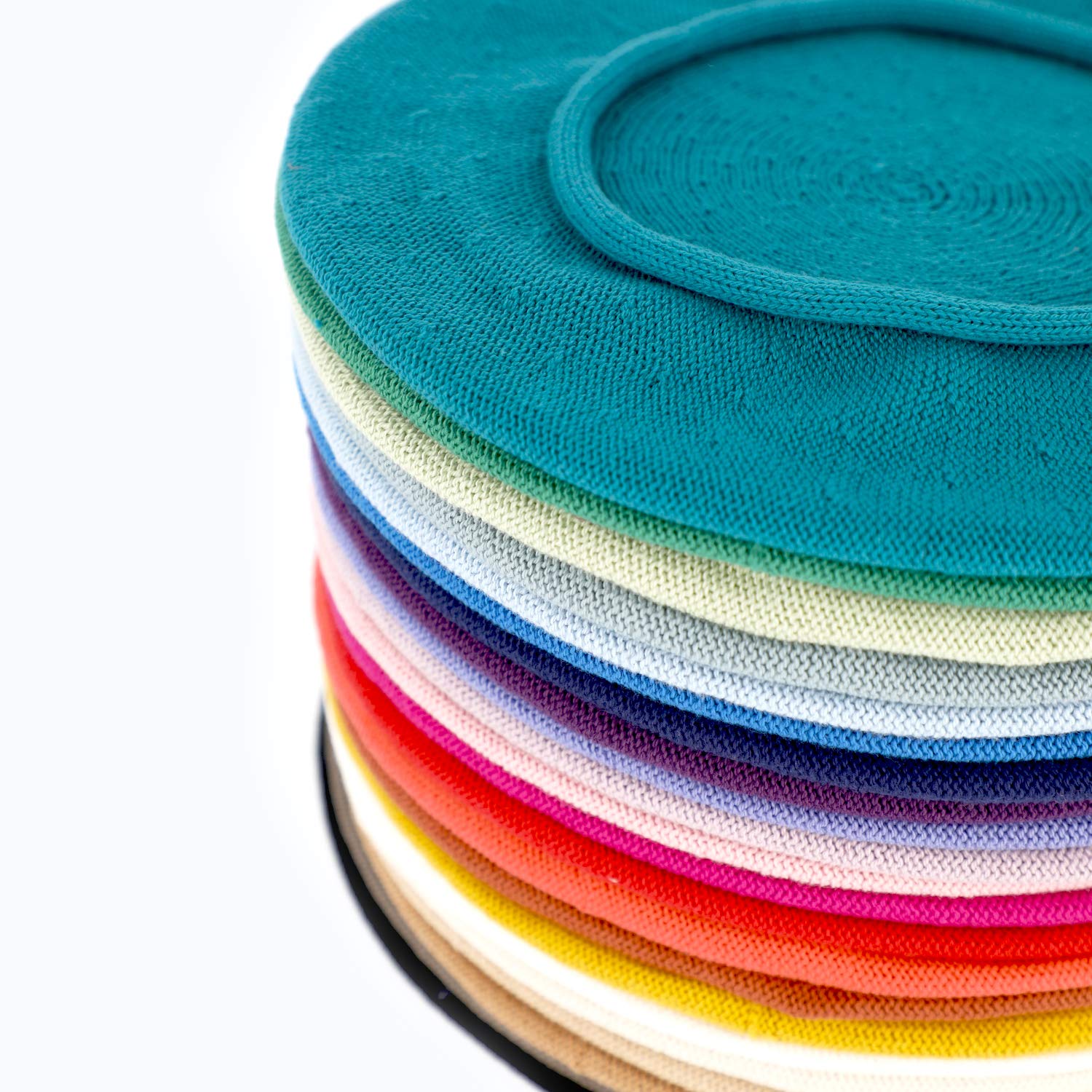 fiebig Feinstrickbaske mit Rollrand | Barett in OneSize aus Baumwolle | Leichte Wollbaske in vielen Farben