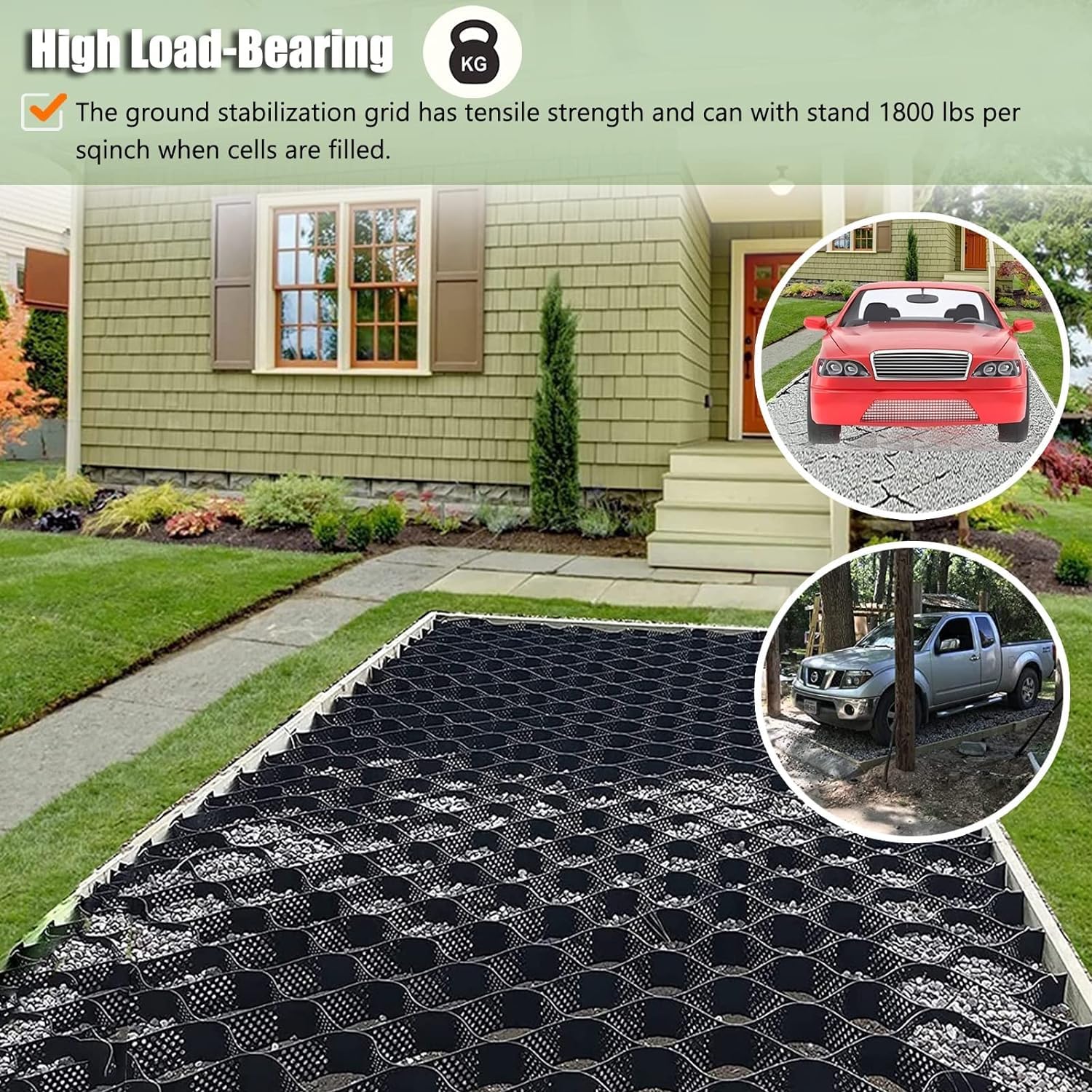 Geokraty, Wysokokomórkowe geowłókniny podjazdowe, plastikowe kostki brukowe, szopy ogrodowe, patio, kontrola gleby, wytrzymała polietylenowa geosiatka(8m x 6m)