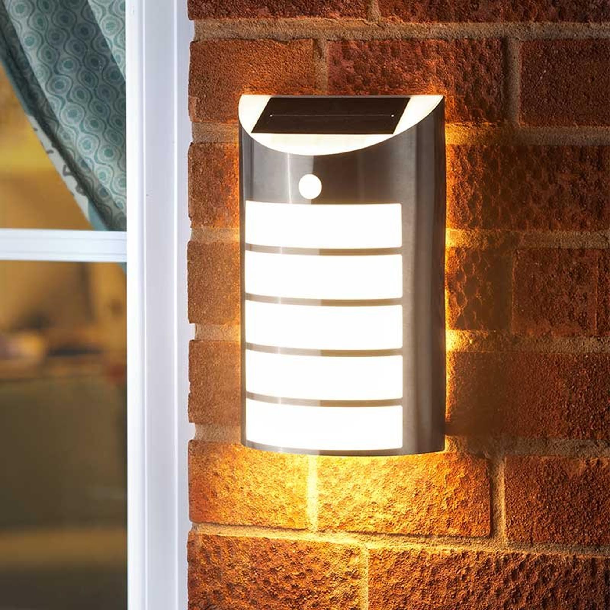 Welcome Light Warm White Solar Outdoor PIR Motion Sensor Wall Lamp