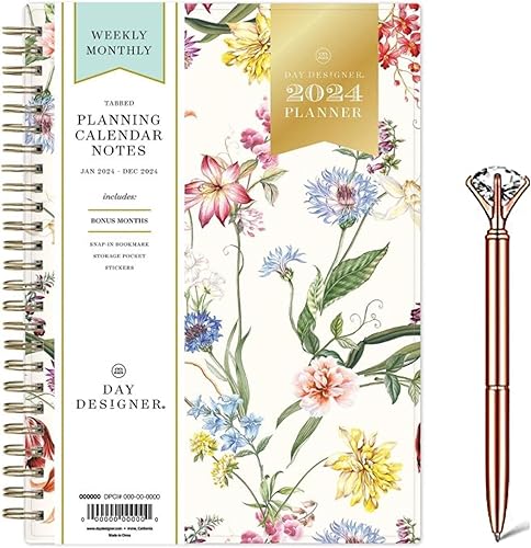 Notas de agenda vertical por hora de enero de 2024 x diciembre de 2024 para todo el año, semanalmensual, 5.875 x 8.625 pulgadas, diseño de día y