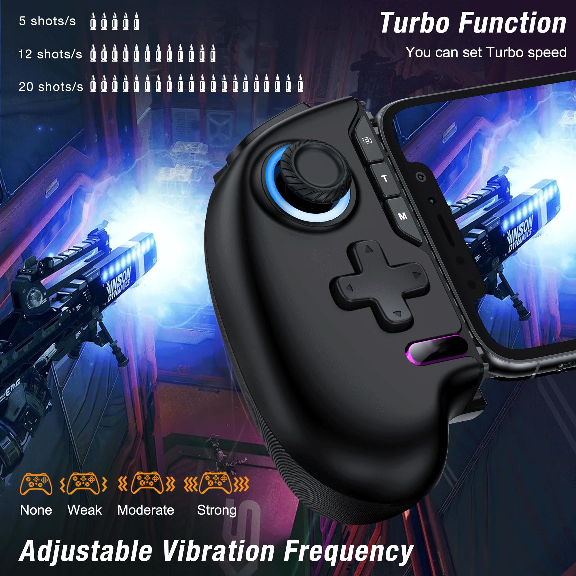 Controller wireless per iPhone/Android con joystick Hall, controller di gioco mobile con supporto per custodia, compatibile con console Steam Link, Roblox, PlayStation