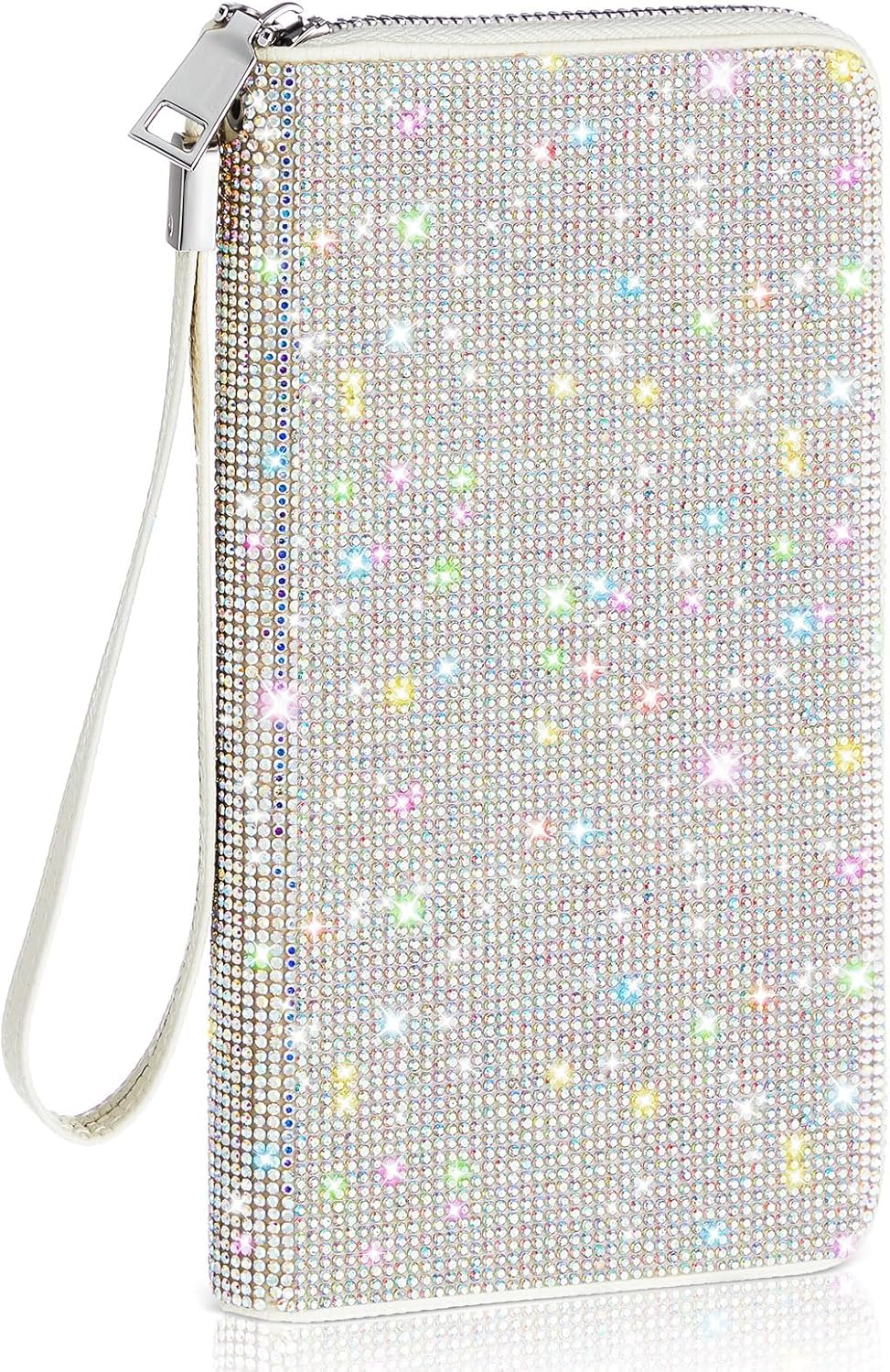 Bling Glitter Sparkly Wallet for Women Christmas Rhinestone Wallet RFID Blocking Phone Purse Gifts for Mother's Day(Silver)