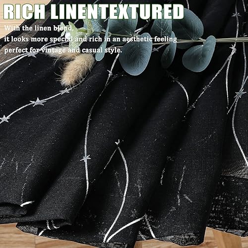 Miniatura 6 de SMILE WEAVER Cortinas Semitransparentes Negras para Sala de Estar de 63 Pulgadas de Largo, Cortina Filtrante de Luz con Bolsillo para Varilla -