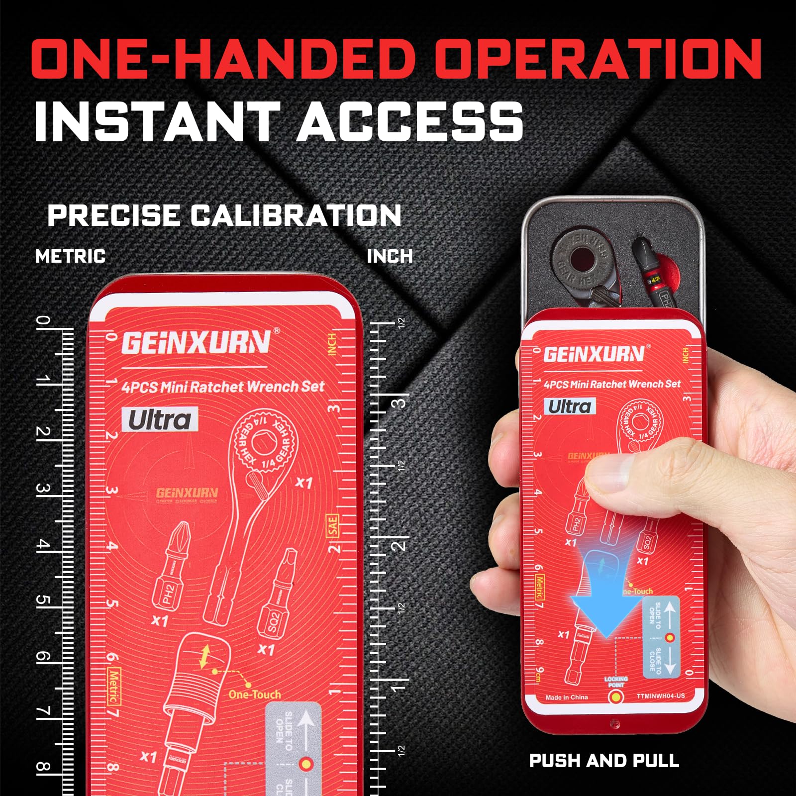 Geinxurn Mini Ratchet Wrench Set, 72 Teeth 1/4