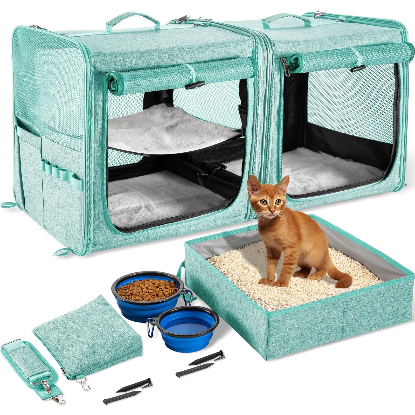 Amazon.com : Suertree Large Cat Carrier for 2 Cats with Zipper
