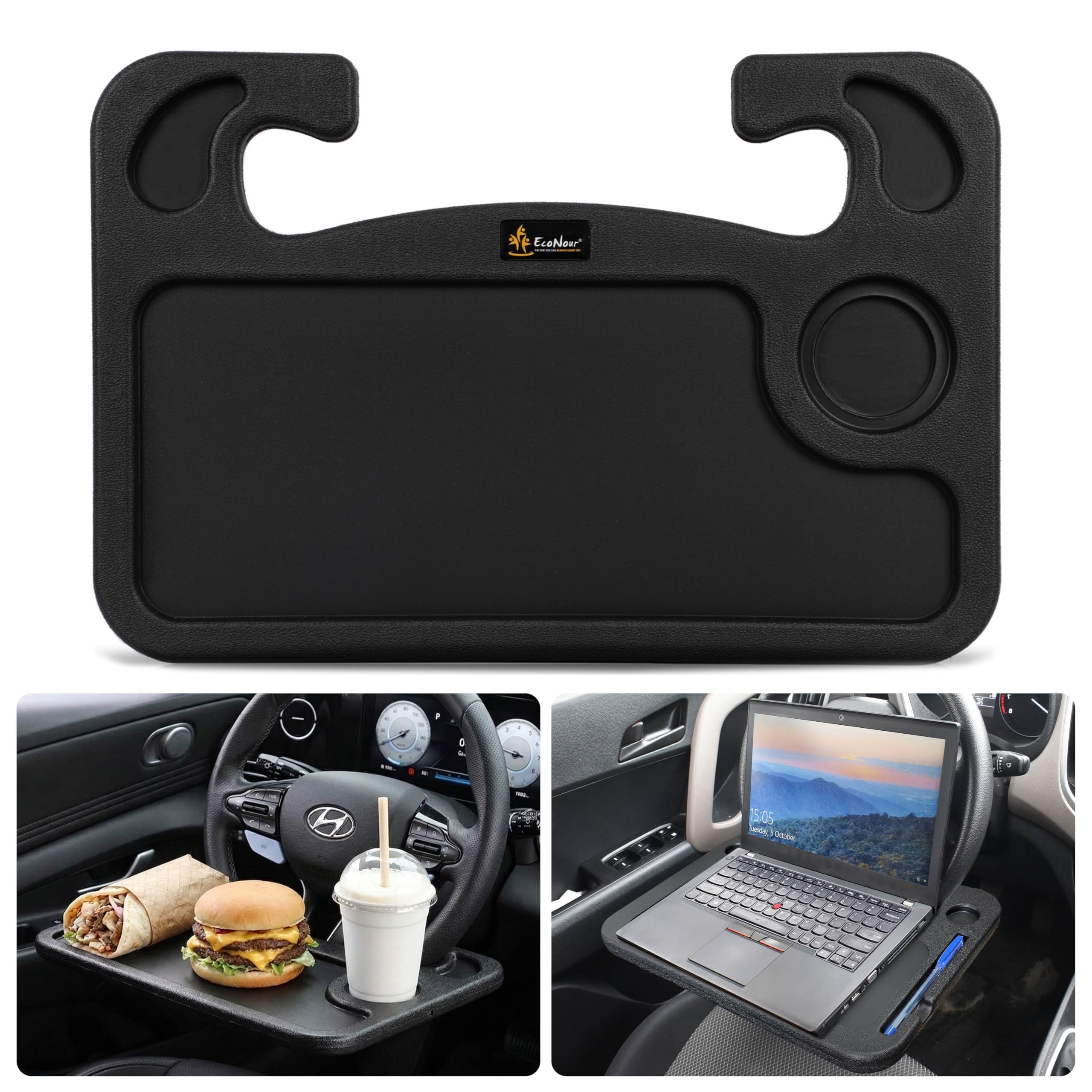 EcoNour 2-in-1 Steering Wheel Desk for Hyundai Elantra 2011-2026 Car Tray