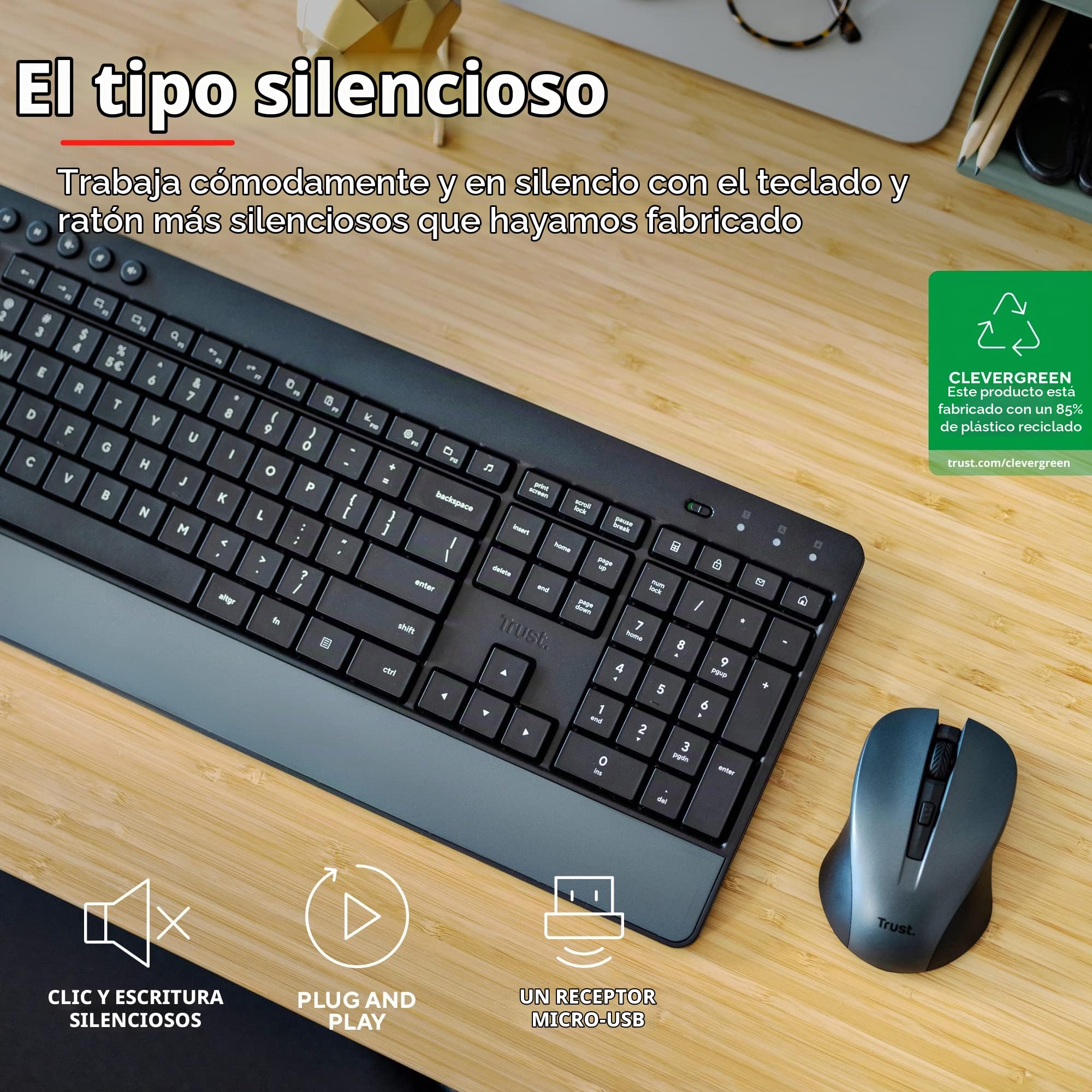 Trust Trezo Distribución Holandésa (QWERTY) Teclado y Ratón Inalámbrico
