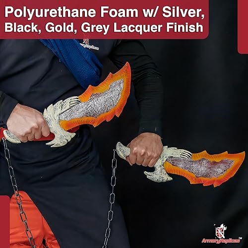 Miniatura 4 de Armory Replicas - Daga y hachas de hoja gemela de Gods of War - Juego de espada Kratos de hoja gemela y disfraz de hacha Leviatán para cosplay