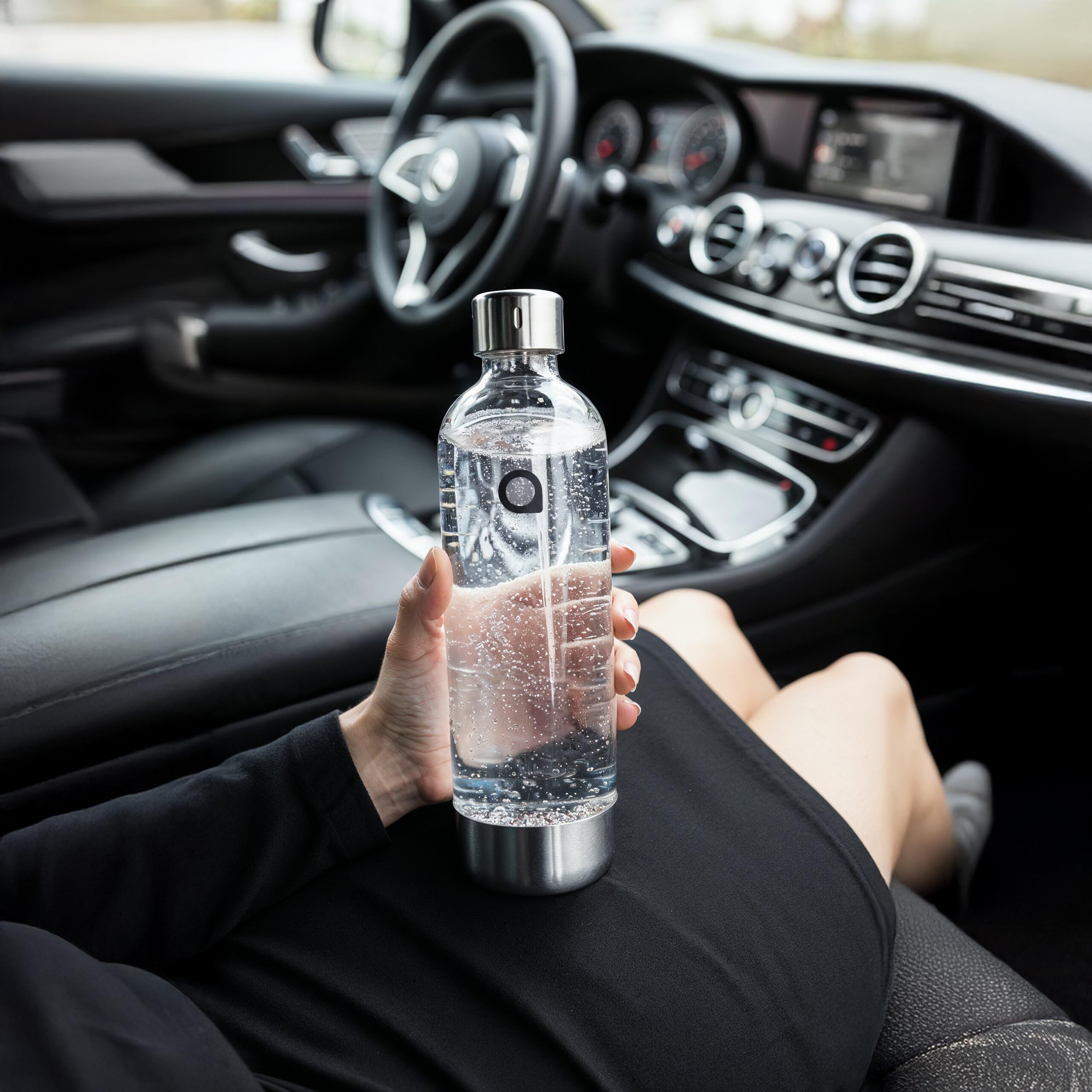Aquafloow Macchina Soda per Acqua Frizzante in Acciaio Inox – Gasatore d’Acqua a Controllo Manuale con CO₂ Ricaricabile, Bombola fino a 60 Litri, Bottiglia in Plastica Senza BPA con Base Inox