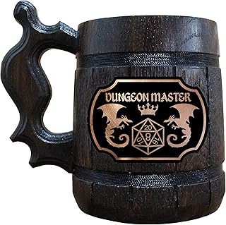 Dungeon Master Beer Mug, 22 oz 600 ml, Dungeons and Dragons Gifts, Wooden Beer Stein, Dungeons and Dragons Decor, DnD Mug, Wooden Tankard, DM Mug, Geek Gifts