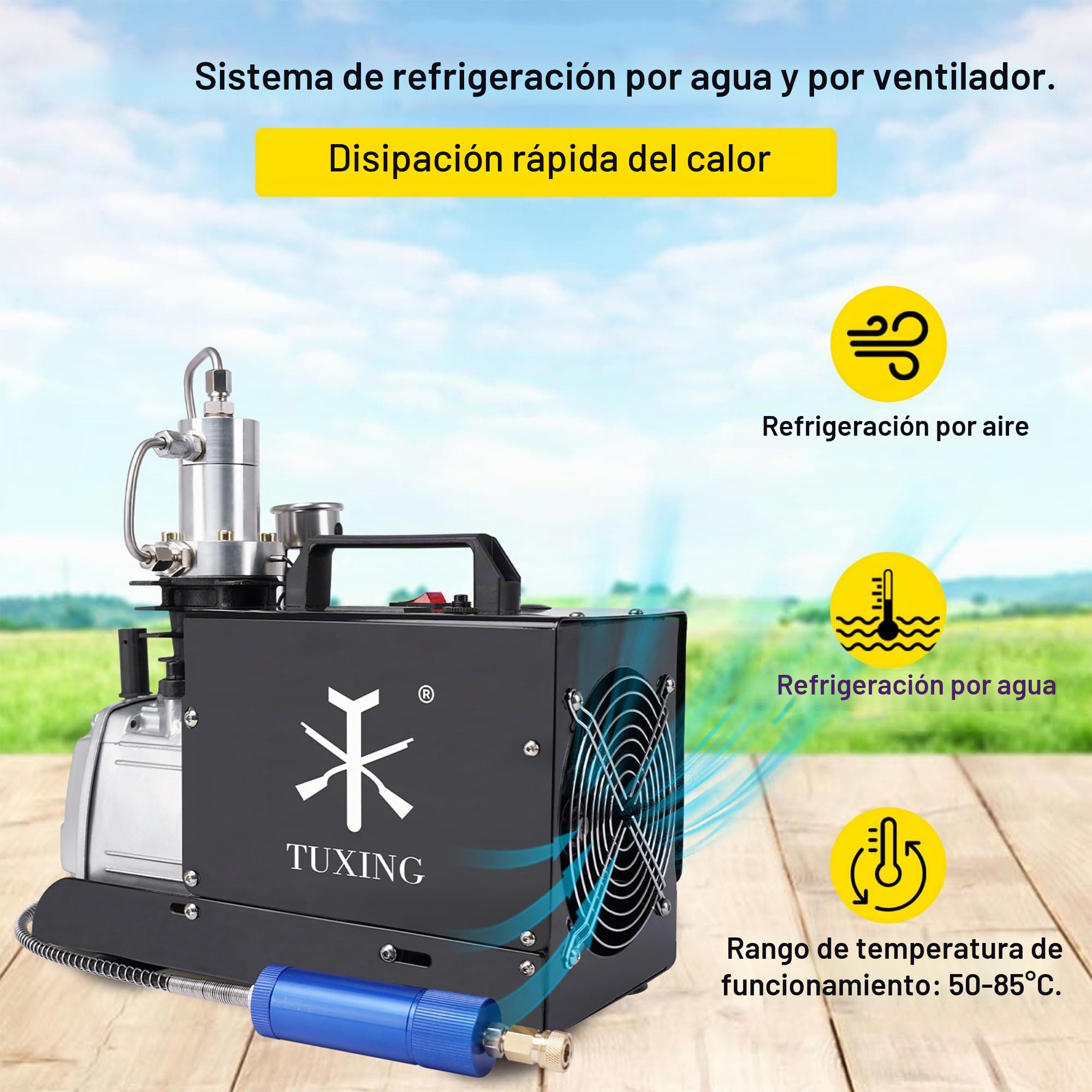 TUXING 300Bar/4500Psi Pcp Compresor, Compresor de aire eléctrico de alta presión, Estación de llenado PCP Paintball para extinción de incendios y buceo, pruebas de presión y fugas (30Mpa) 220V