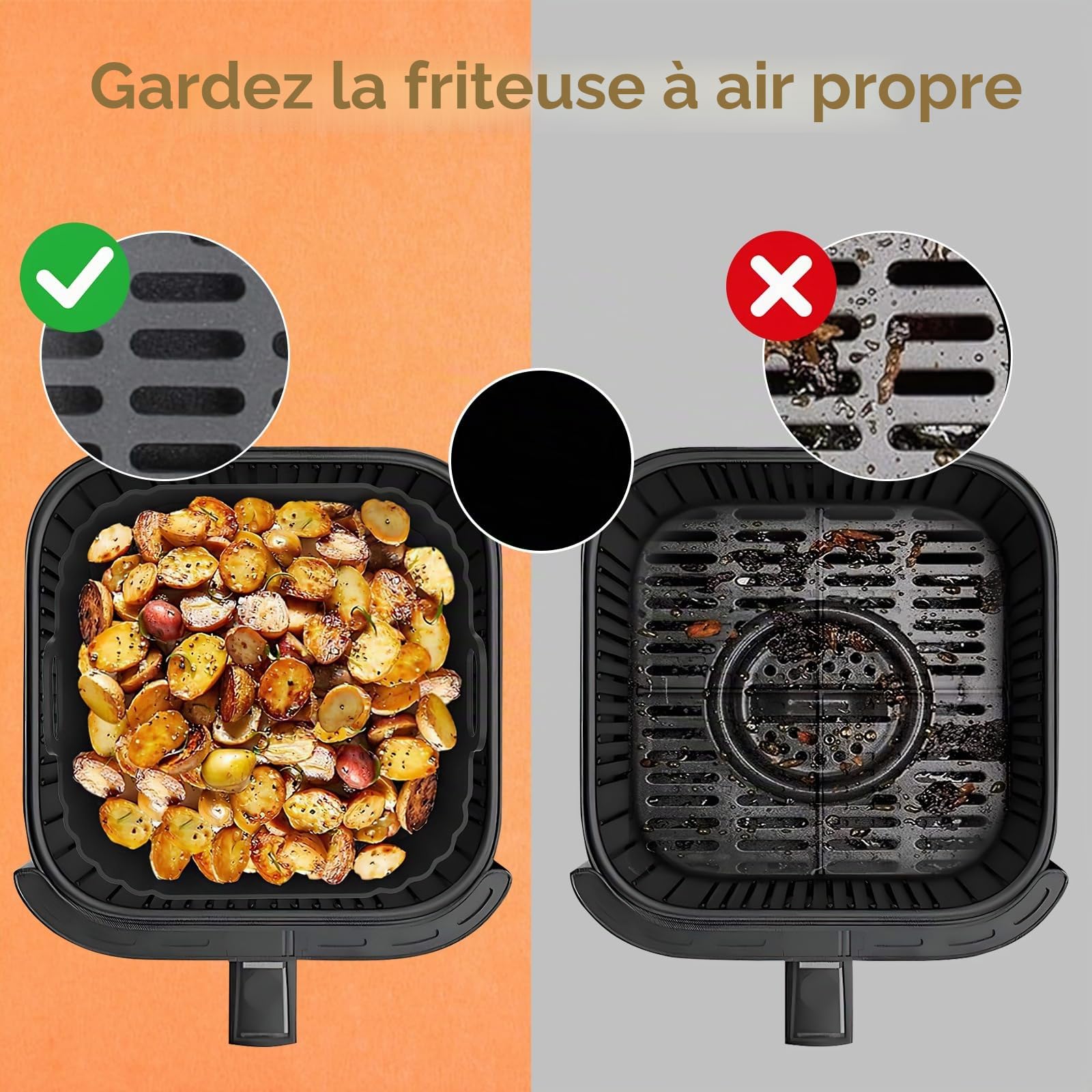 Moule en Silicone pour Cosori Turbo Tower/Pro/Smart Friteuse à Air Chaud | Accessoire pour Friteuse à Air Chaud 10,8 L Double Stack pour Cosori DC111, DC112 et DC113S (6,5 L et 4,3 L)