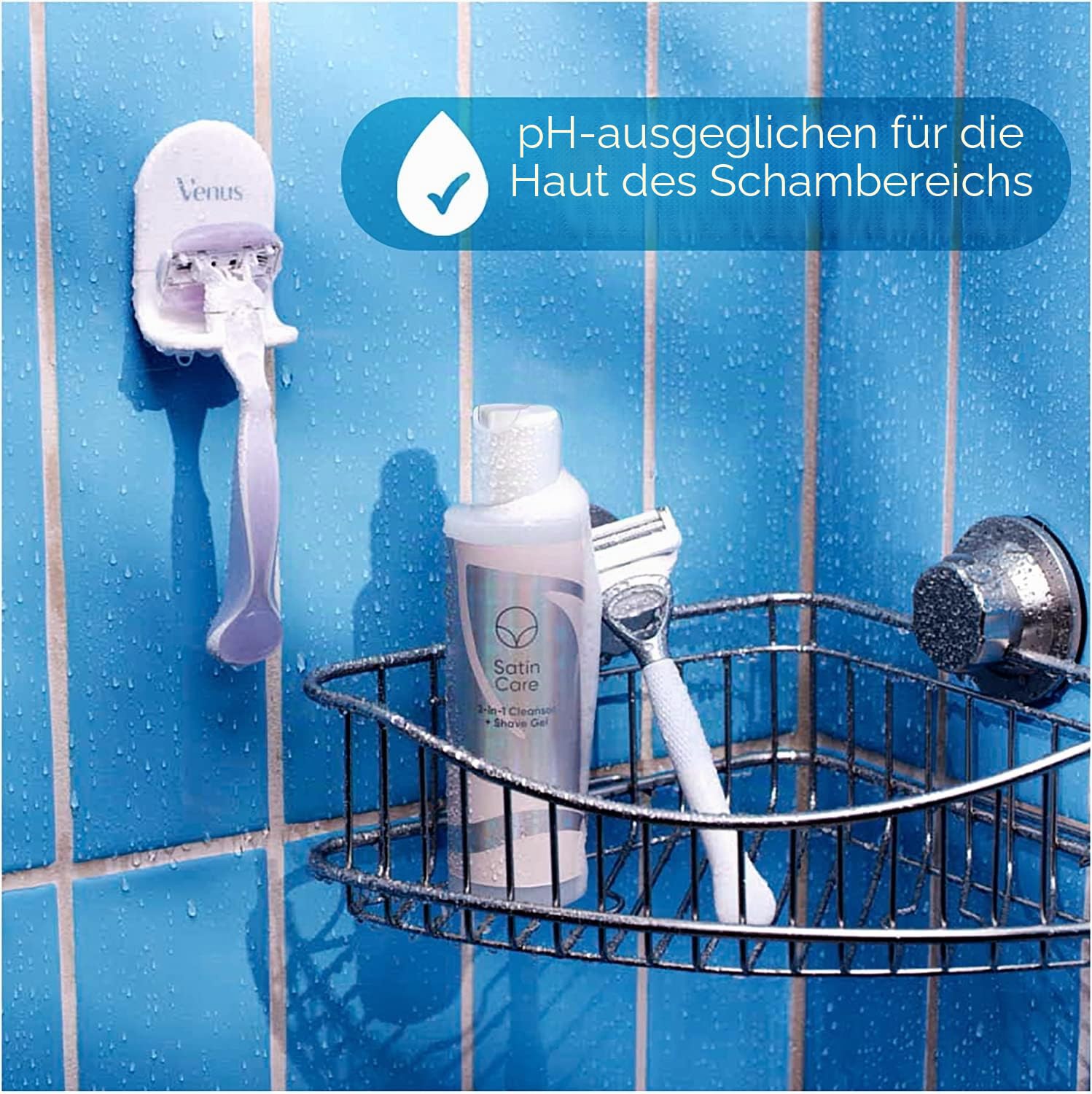Satin Care Für Haut und Schamhaare, 2-in-1-Reiniger, Rasiergel für Frauen, schützt die Haut während der Rasur, weiche und transparente Formel, für den Pubis